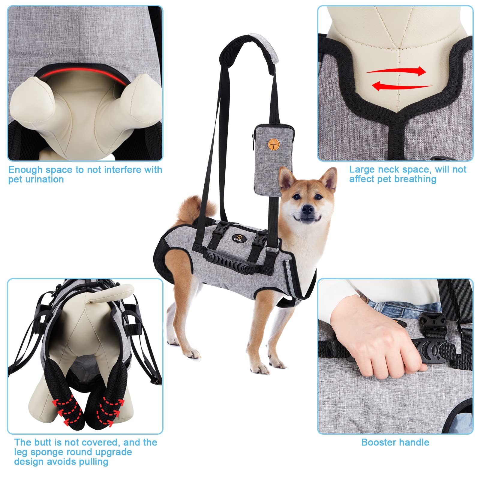 Ownpets Dog Sling Harness, Outdoor Sling Bag For Spine Protection, Whole Body Support, Support Vest To Assist Aged Dogs, Outdoor (Xxl)