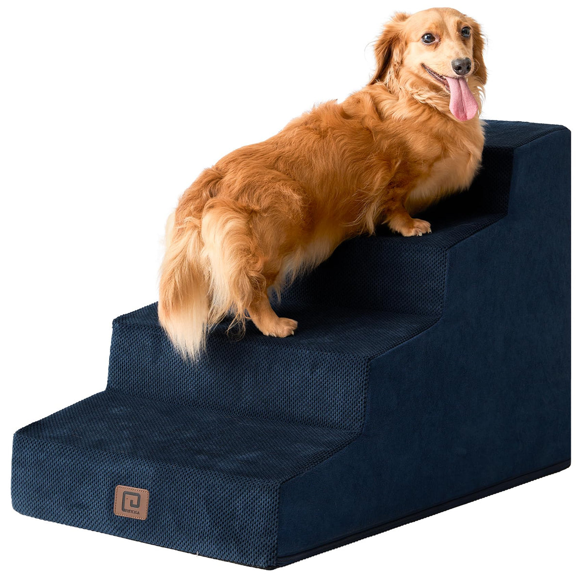 Eheyciga Dog Stairs For Beds 19.7' H, 4-Step Dog Steps For Small Dogs And Cats, Slope Pet Steps With Non-Slip Bottom, Navy