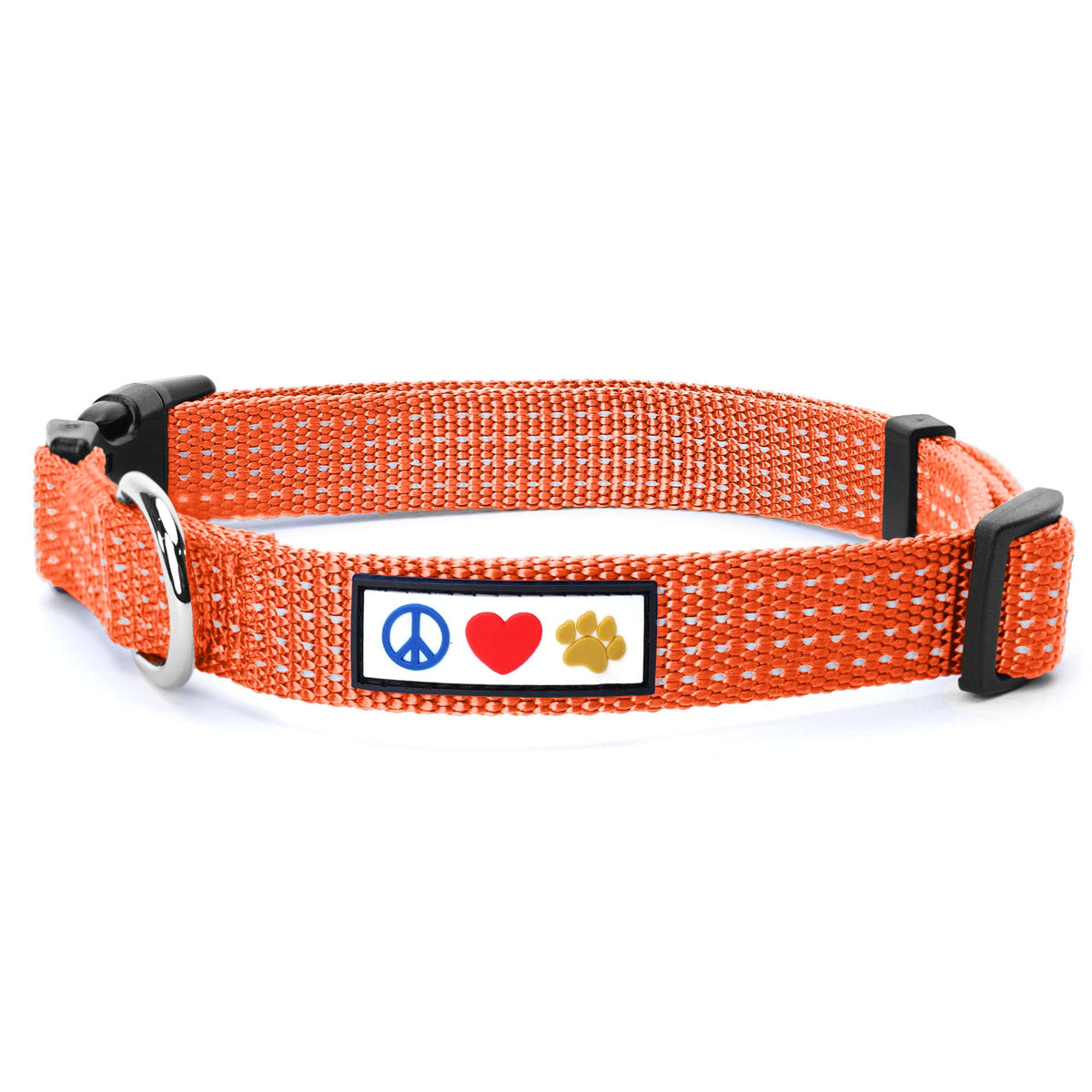 Pawtitas Reflective Dog Collar With Stitching Reflective Thread | Reflective Dog Collar With Buckle Adjustable And Better Training Great Collar For Extra Small Dogs - Orange Collar