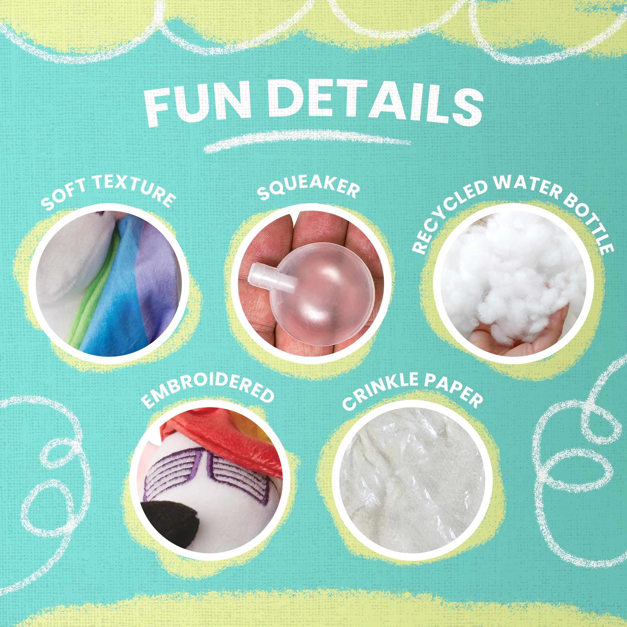 Snugarooz Dab The Unicorn – Trendy Plush Dog Toy With Repair Patch, Embroidered Sunglasses & Rainbow Mane – Non-Toxic & Durable For Endless Play