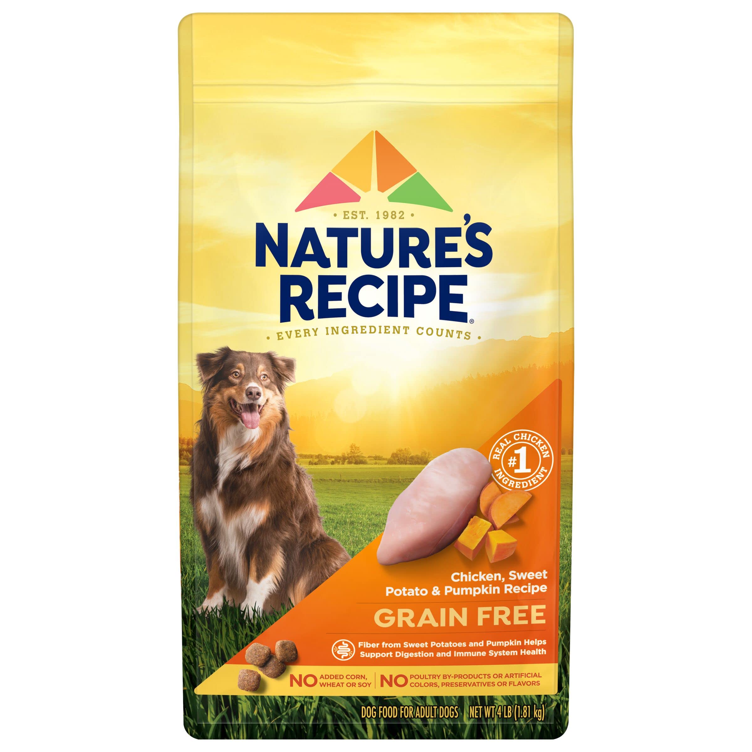 NatureS Recipe Grain Free Chicken, Sweet Potato & Pumpkin Recipe Dry Dog Food, 4 Lb. Bag