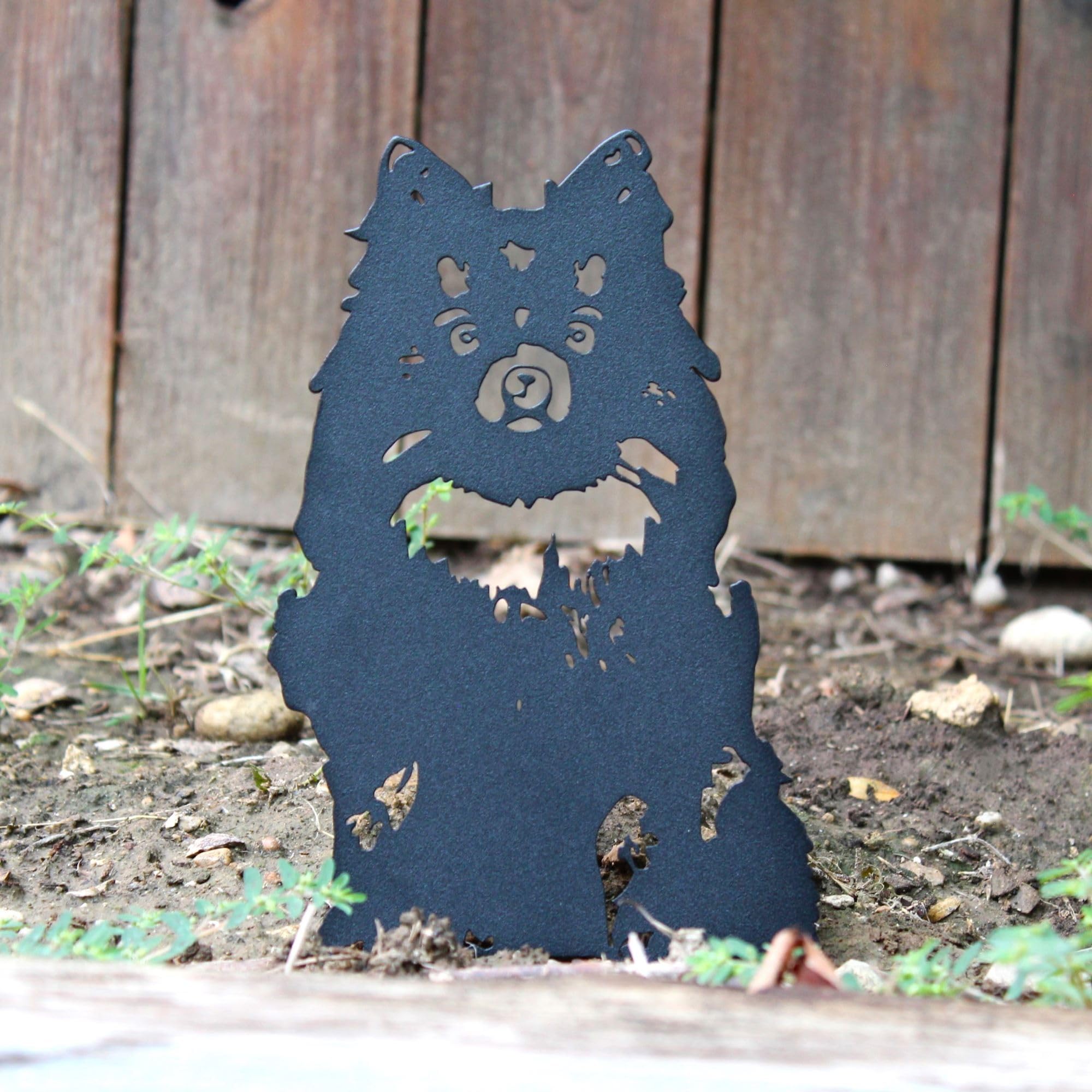 My Metal Rescue Black Powder Coated Metal Pomeranian Dog Silhouette Yard Stake (Small)
