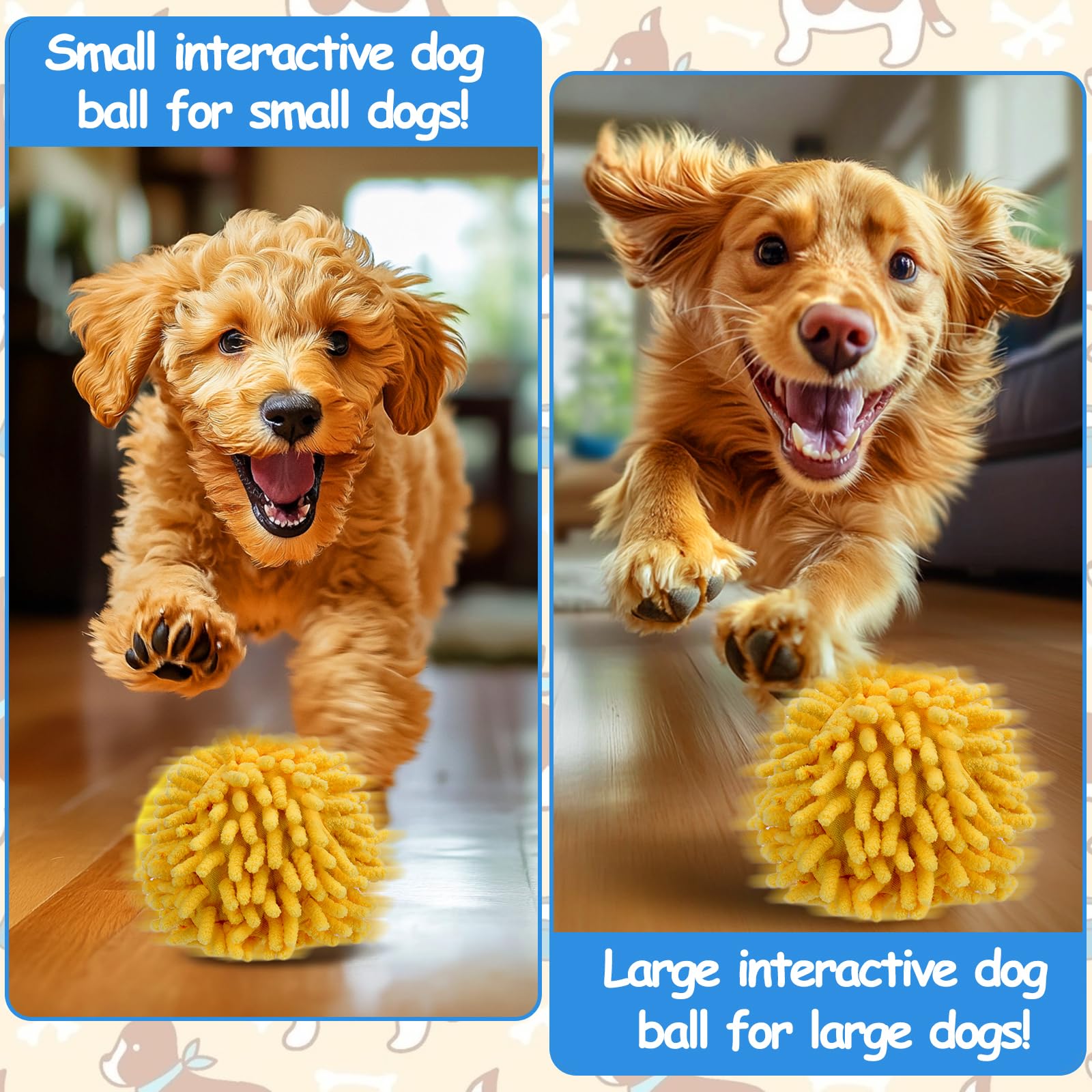 Interactive Dog Toys Ball, Self Rolling Dog Ball with Cover Anti-Chewer for Small/Medium Puppy Pet Dog Toys, Active Rolling Ball
