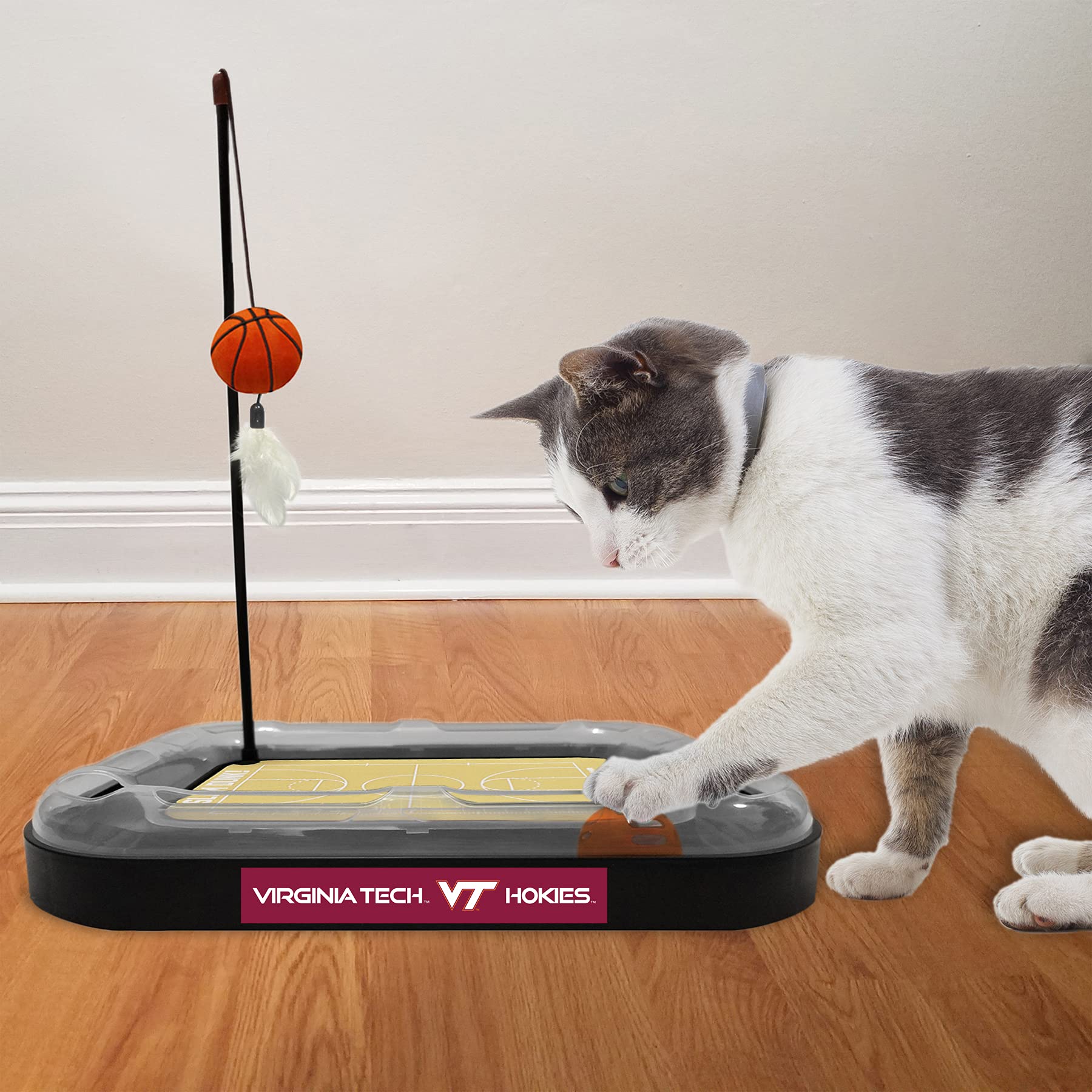 Cat Scratch Toy Ncaa Virginia Tech Hokies Reversible Basketball Court Felt/Cardboard Cat Scratcher Toy. Interactive Cat Ball Bel