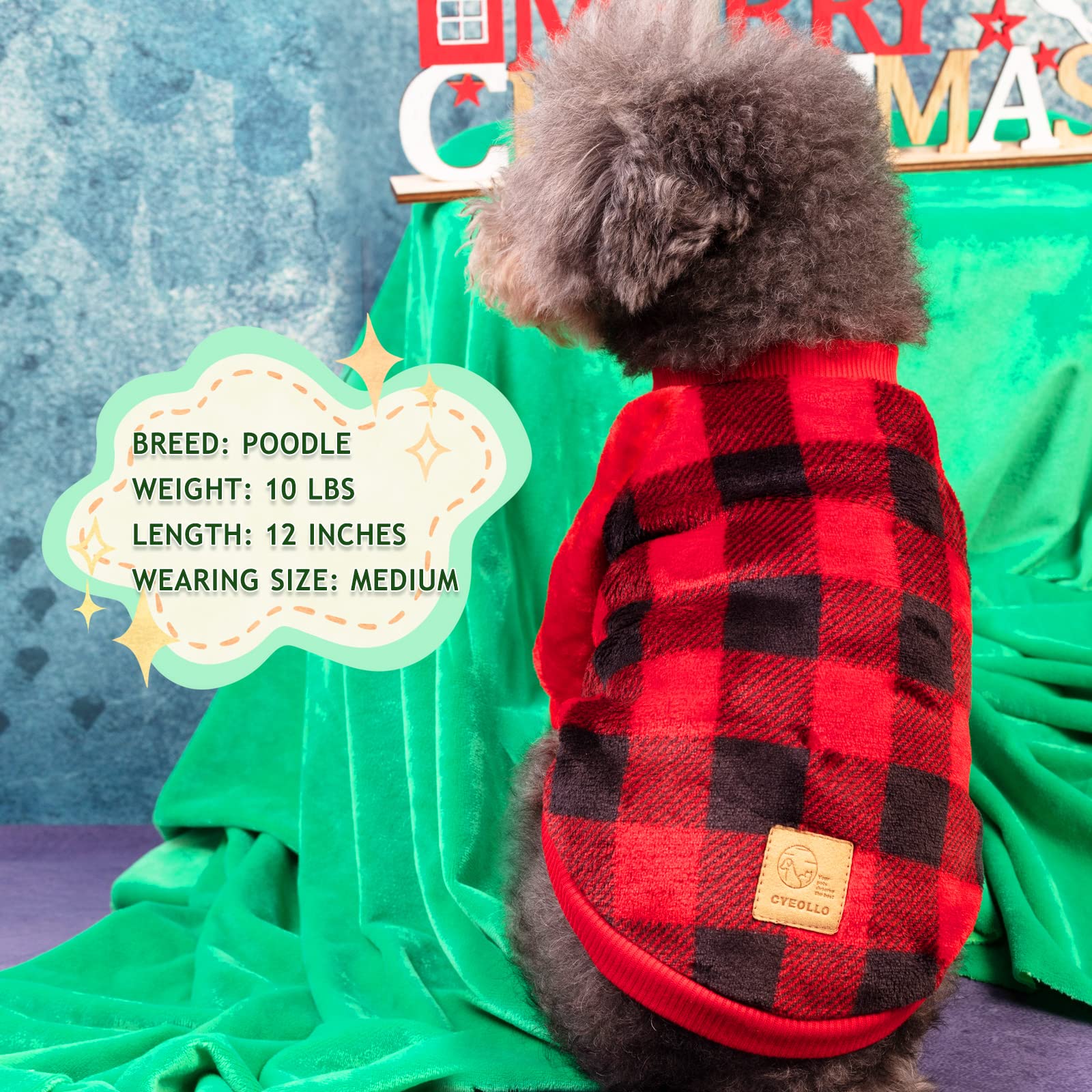 Cyeollo Buffalo Plaid Dog Sweater Flannel Sweatshirt Cold Weather Coat New Year Clothes For Small Dogs Apparel