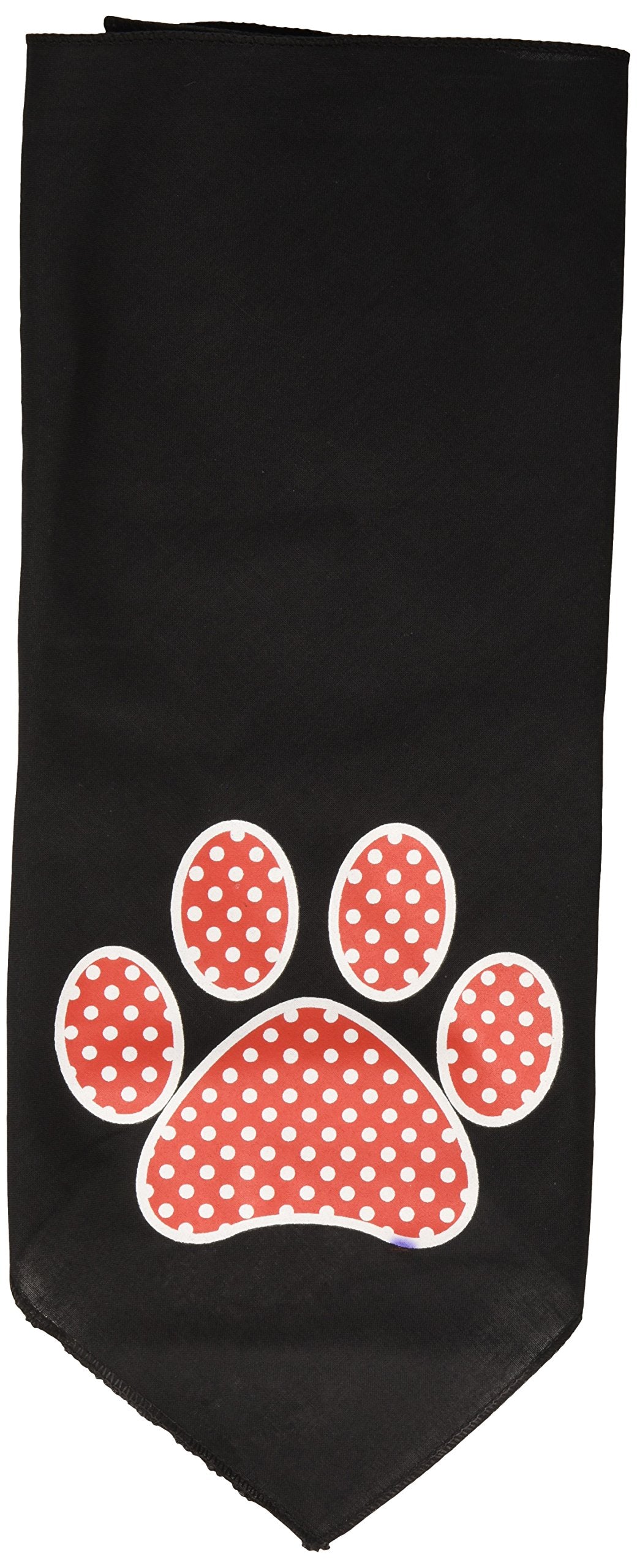 Pet and Dog Bandana Screen Printed, &quot;Red Swiss Dot Paw&quot; Black Large