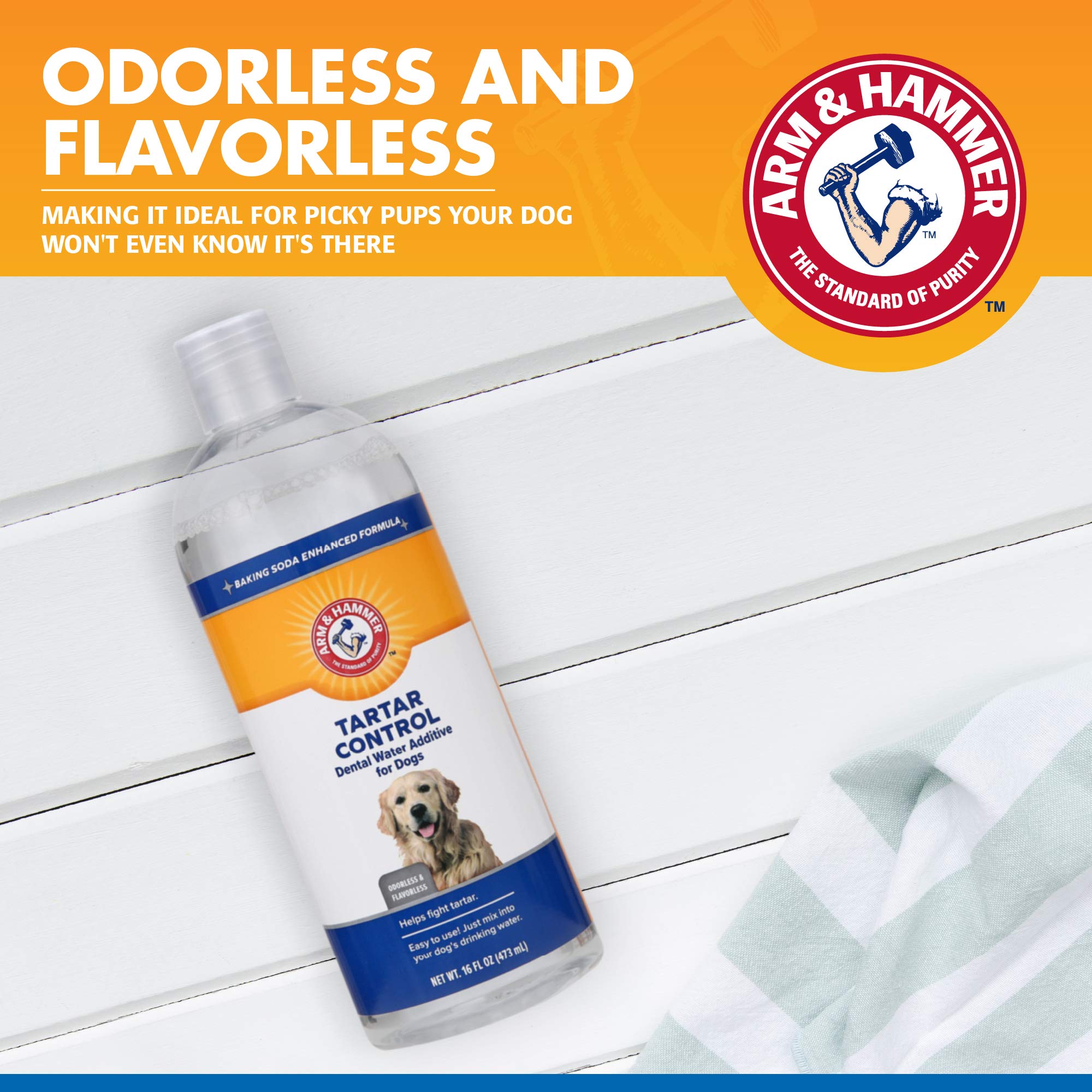 Arm & Hammer Dog Water Additive for Dental Care - Bad Breath Eliminator for Dogs & Dog Breath Freshener - Dog Tooth Plaque Clean