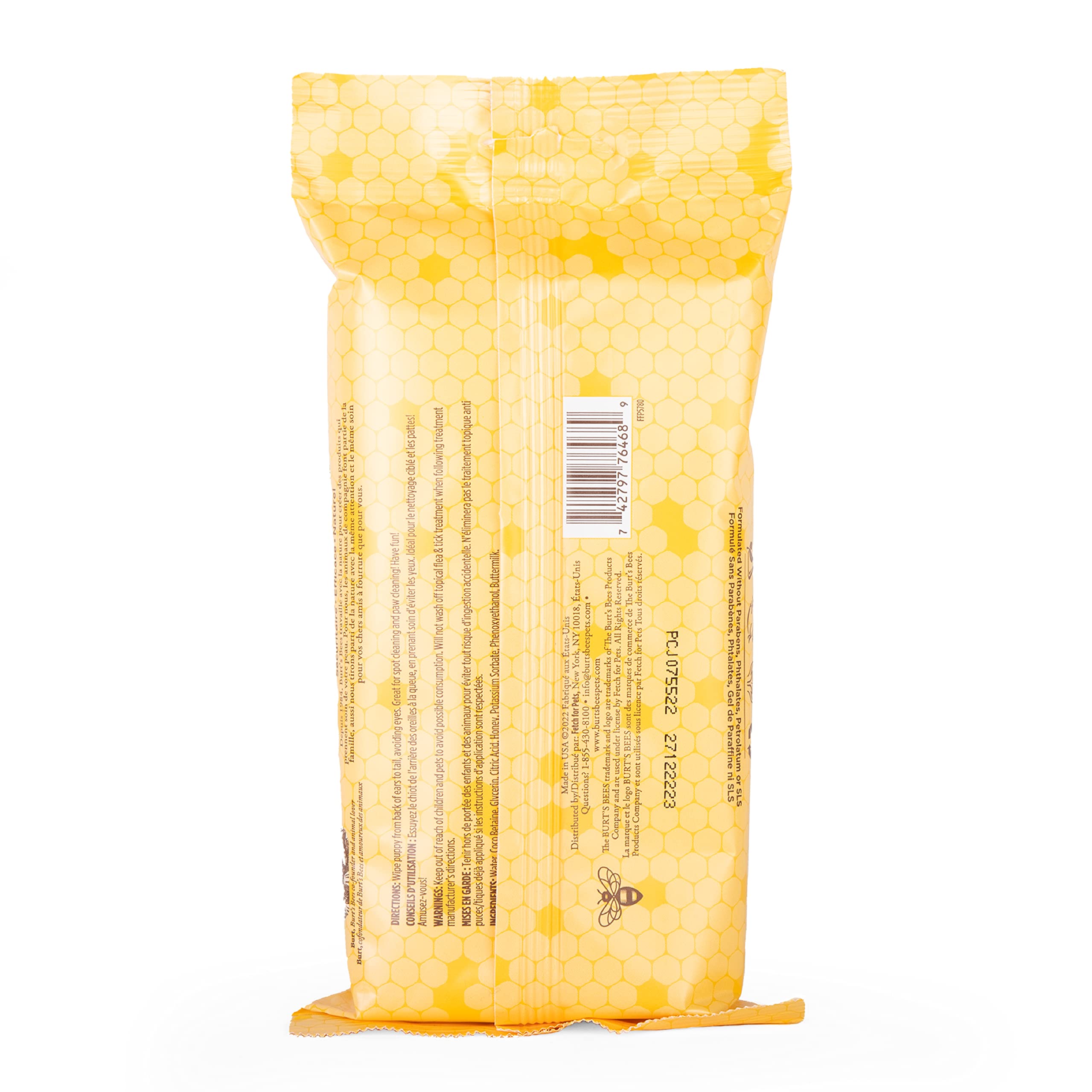 Burts Bees for Pets Gentle Cleansing Puppy Wipes with Buttermilk, 98% Natural Origin Formulas, Hypoallergenic Dog Cleaning Wipe