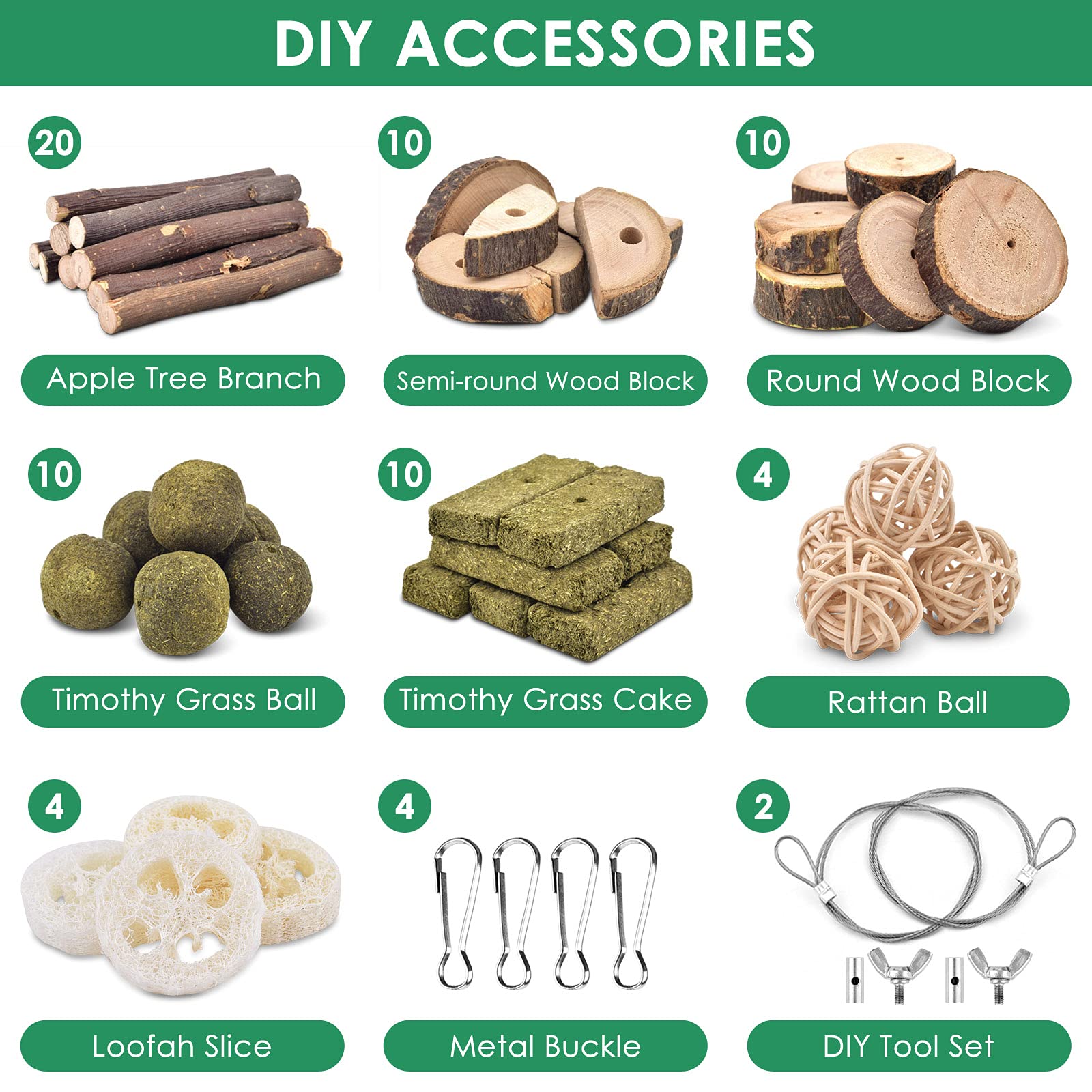 Katumo Rabbit Chew Toys, 68 Pcs Diy Hamster Chew Toys Kit Bunny Teeth Care Molar Toys Ideal For Rabbit, Guinea Pig, Chinchilla,