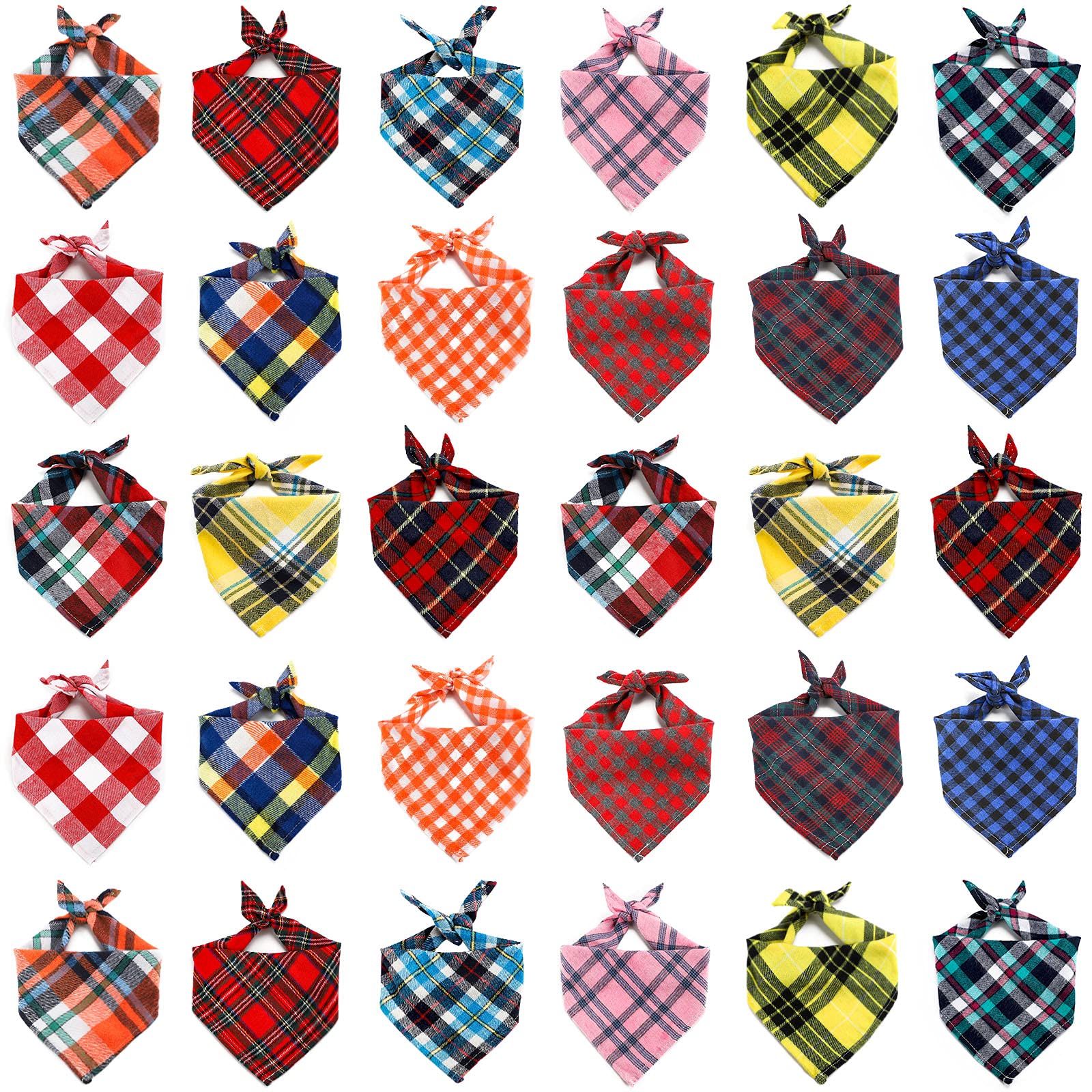 Segarty 15 Pack Triangle Plaid Bibs, 22.8''X15.7'' Pet Scarf Washable Dog Bandanas Accessories Bulk For Small Medium Dogs Cats L