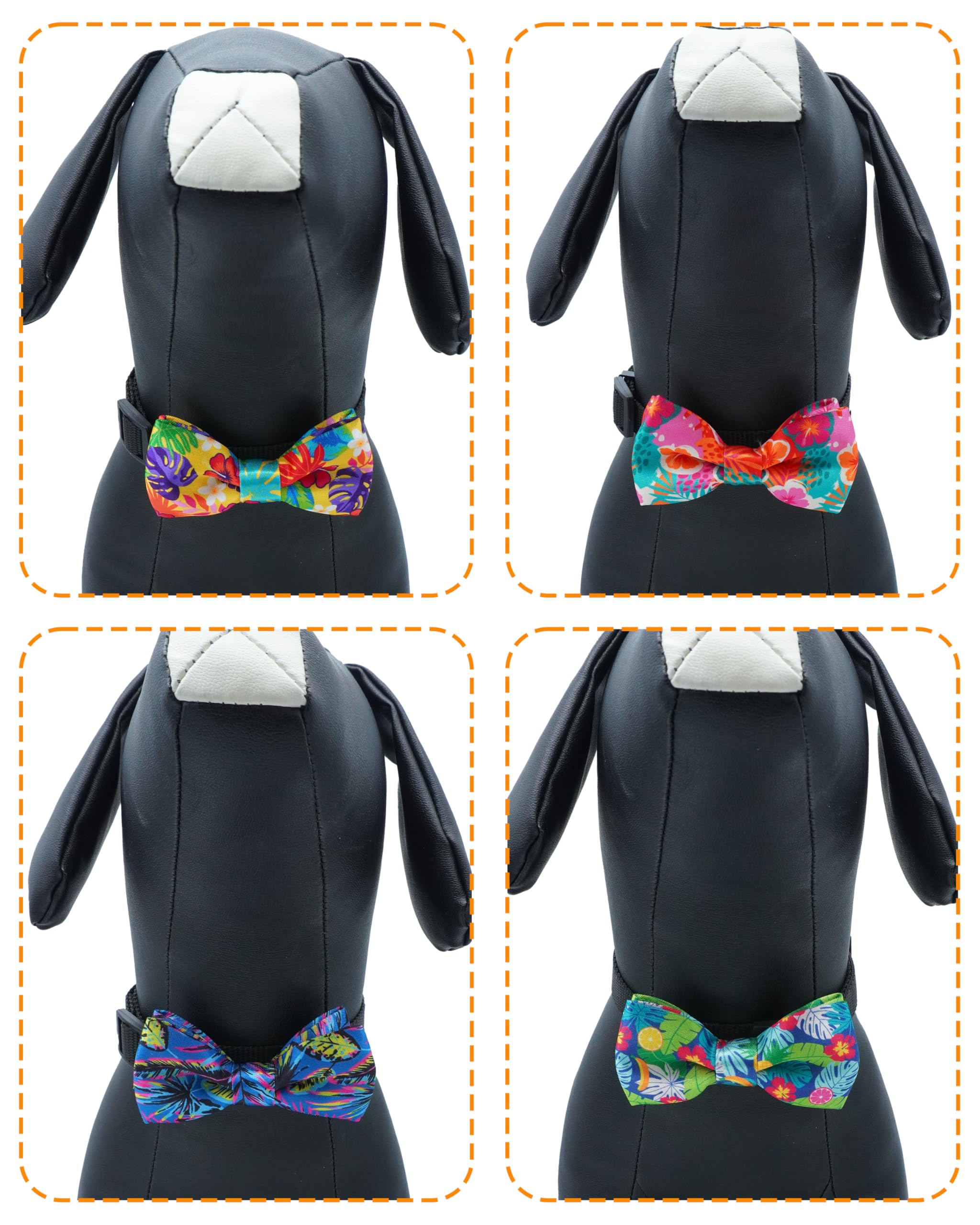 PET SHOW 10 Pack Summer Big Dog Bow Ties for Large Medium Dogs Sliding Collar Attachments Hawaiian Bowties Floral Fruit Bowknots