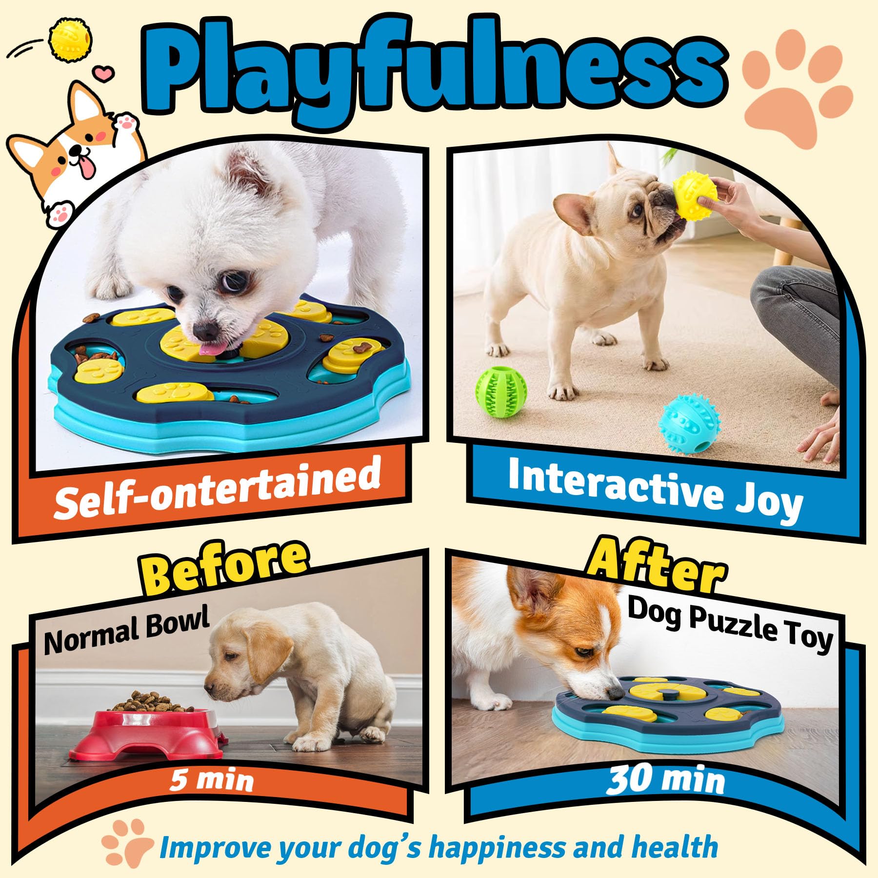 Forfon 9 Pack Engaging Dog Puzzle Toy Set - Mentally Stimulating Enrichment Toys for Small & Medium Dogs, Includes Lick Mat with