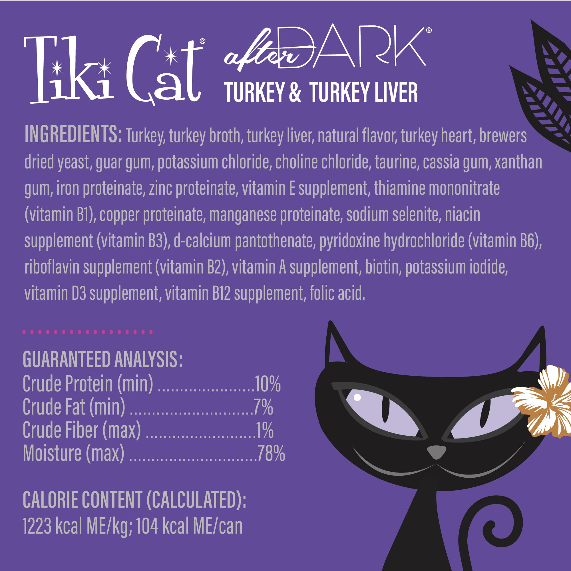 Tiki Cat After Dark Soft Pate, Turkey & Turkey Liver, High-Protein and 100% Non-GMO Ingredients, Wet Cat Food for Adult Cats, 3