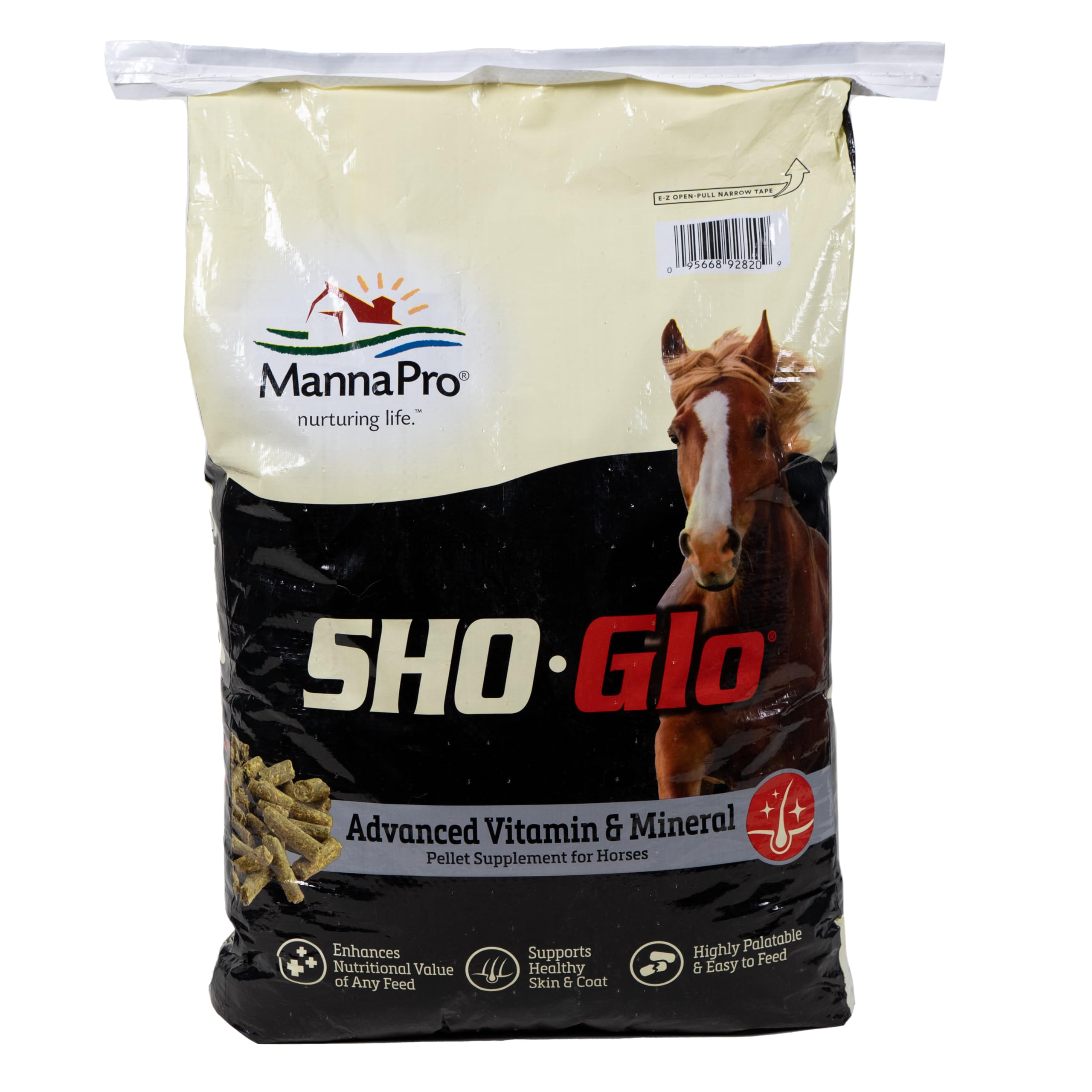 Manna Pro Sho-Glo Supplement for Horses - Complete Vitamin & Mineral Supplement for Healthy Skin & Coat - 25 Pounds
