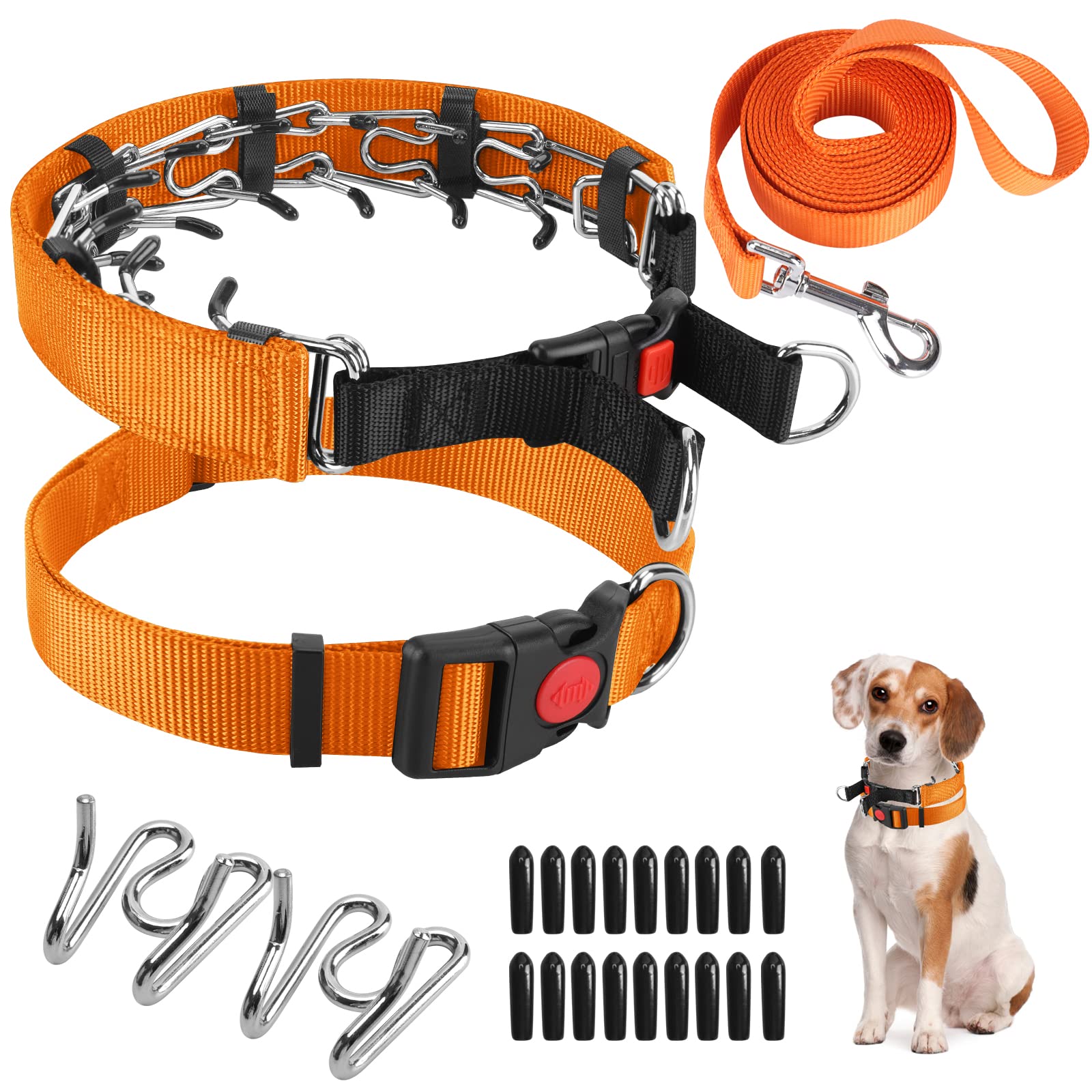 Classic Pets Dog Choke Pinch Collar with Nylon Comfort Tips and Quick Release Snap Buckle
