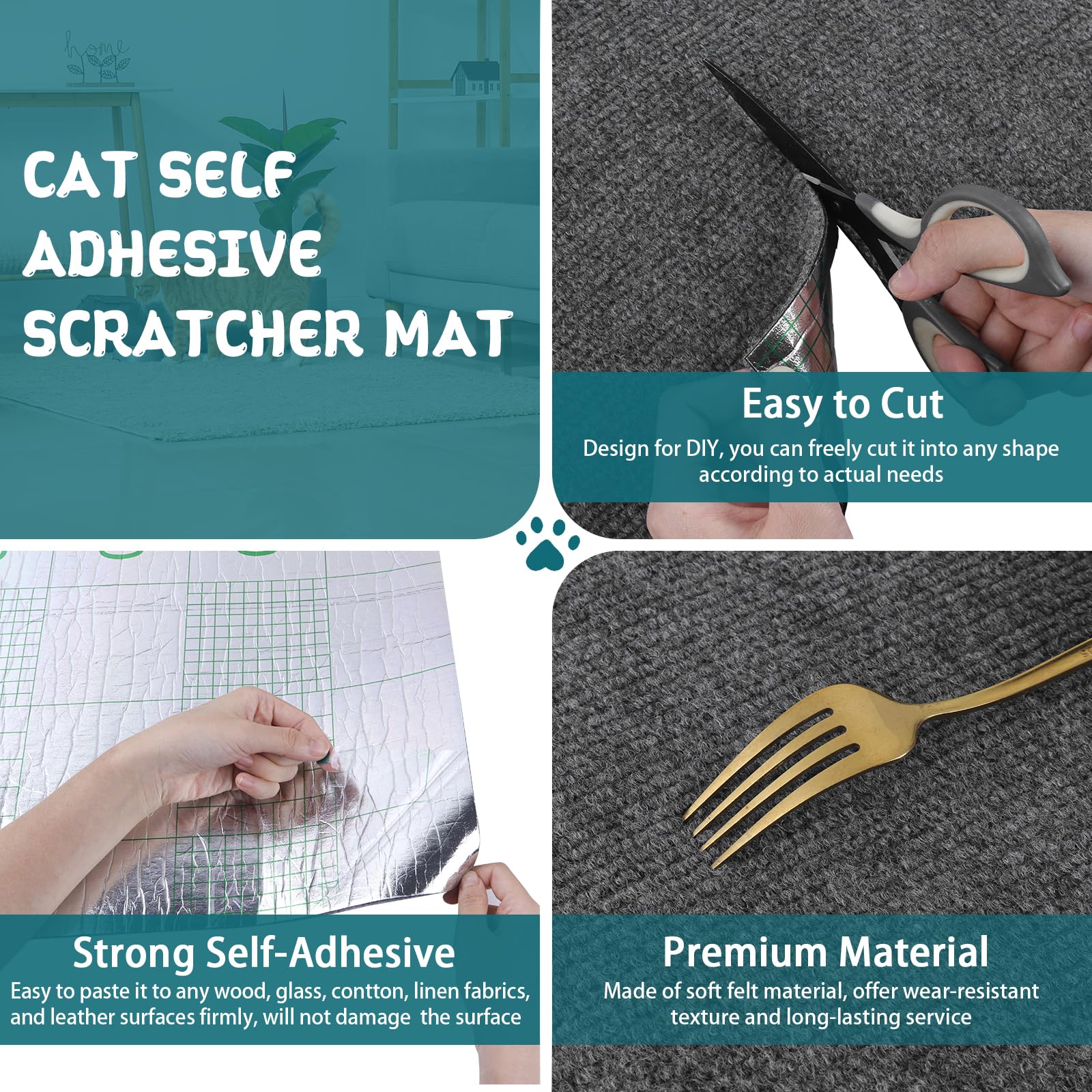 Climbing Cat Scratcher Mat Trimmable Cat Scratching Post Carpet 78.7' X15.8' Self Adhesive Carpet Mat Pad Replacement For Cat