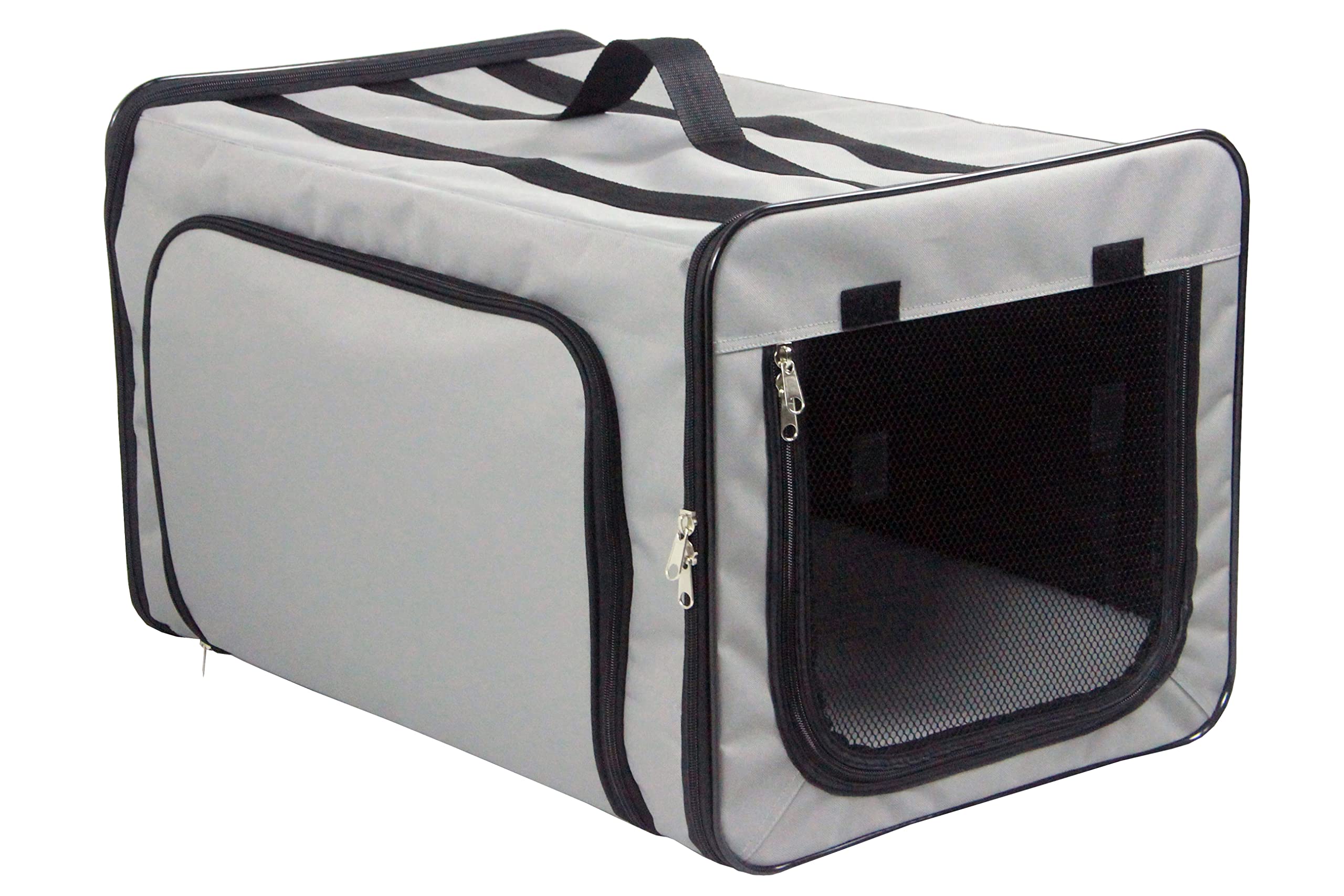 Pet Life Capacious Dual-Expandable Wire Folding Lightweight Collapsible Travel Pet Dog Crate(D0102H703JV.)