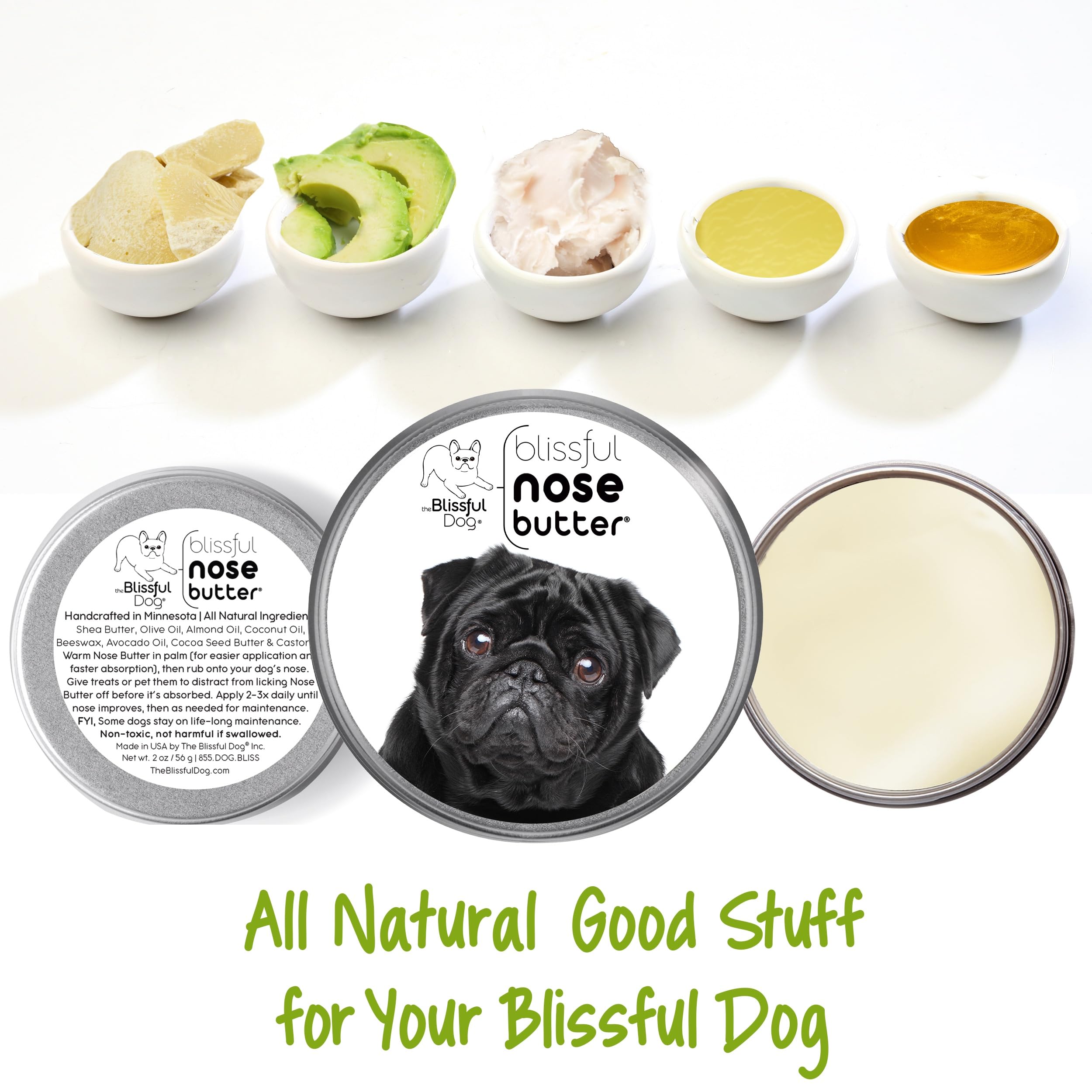 The Blissful Dog Black Pug Unscented Nose Butter, 16oz