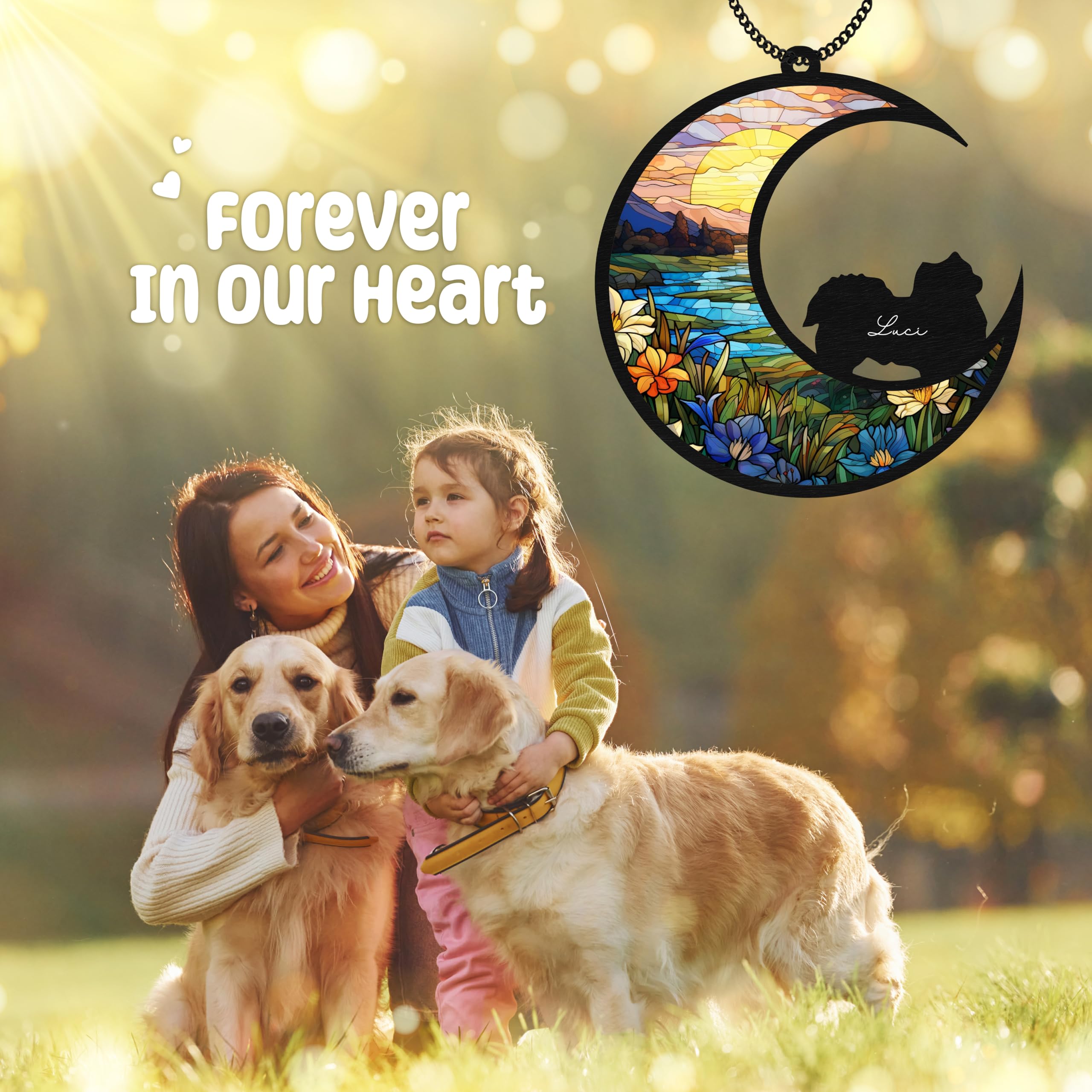 6'' Chihuahua Long Hair Dog Memorial Suncatcher Custom Name Dog Breed Pet Ornament Window Car Hanging Sympathy Gift For Loss Of