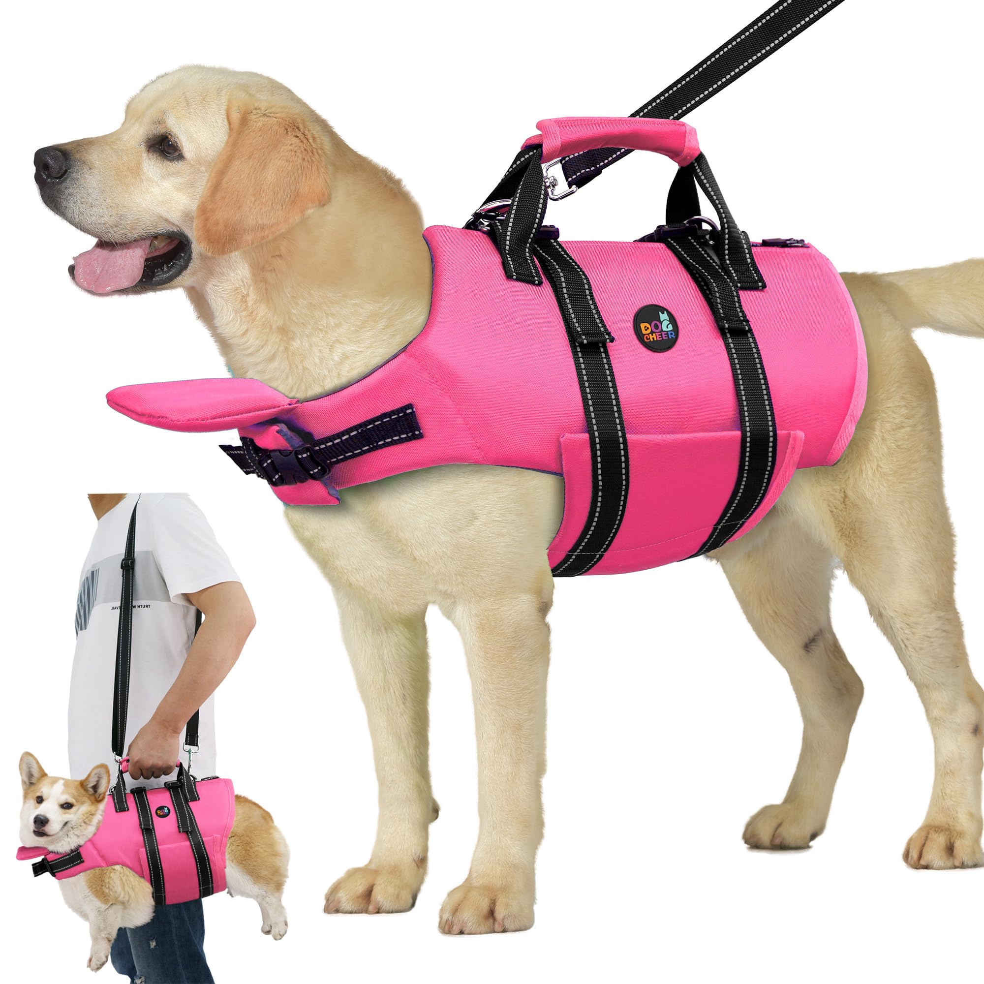 Dogcheer Dog Life Jacket With Zipper And Rescue Handle, Ripstop Puppy Life Vest With Chin Float For Swimming, Adjustable Swim Wa