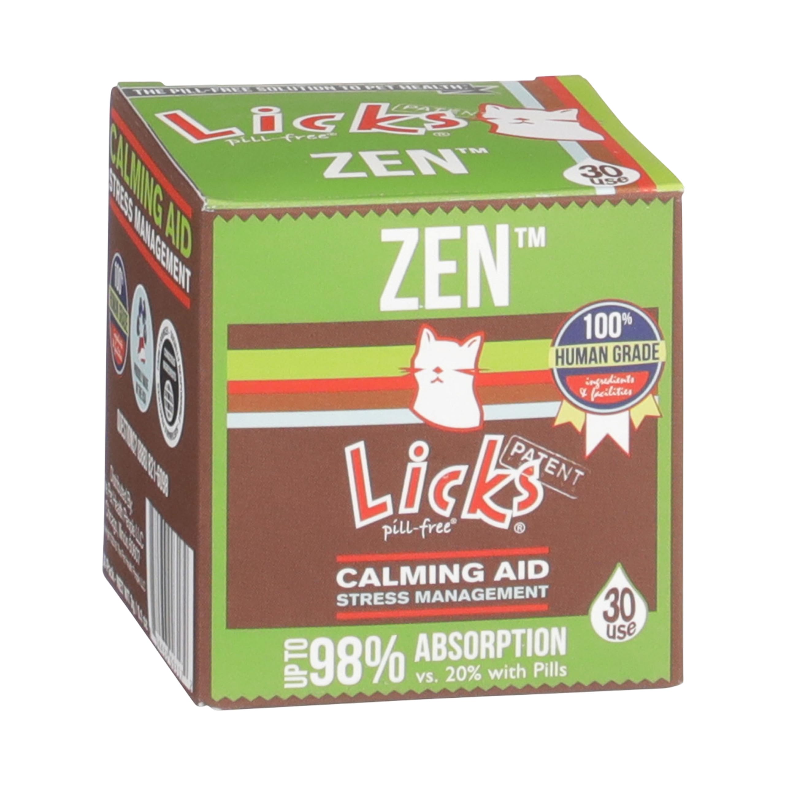 Licks Zen - Stress & Behavior Support for Cats - L-Theanine, Tryptophan, Ashwagandha & Eleuthero - Pill-Free Liquid Packets - Ch