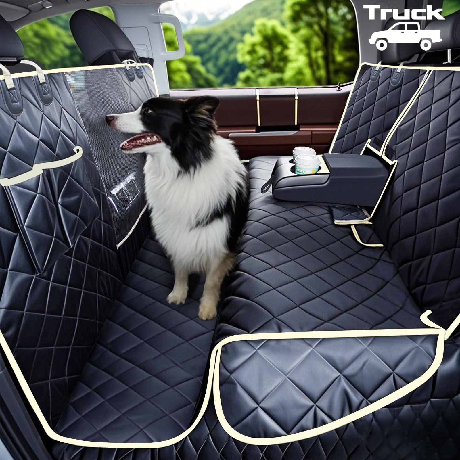 Lassie 4 In 1 Dog Floor Hammock For Crew Cab,100% Waterproof Backseat Cover Dog Seat Covers, Bench Protector For Ford F150, Chev