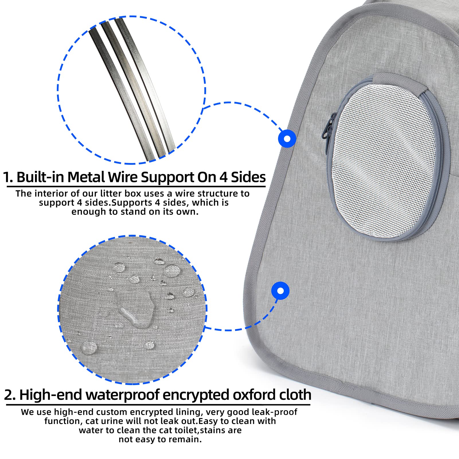 Xingyuner Collapsible Portable Cat Litter Box Standard For Travel Light Weight Leak-Proof