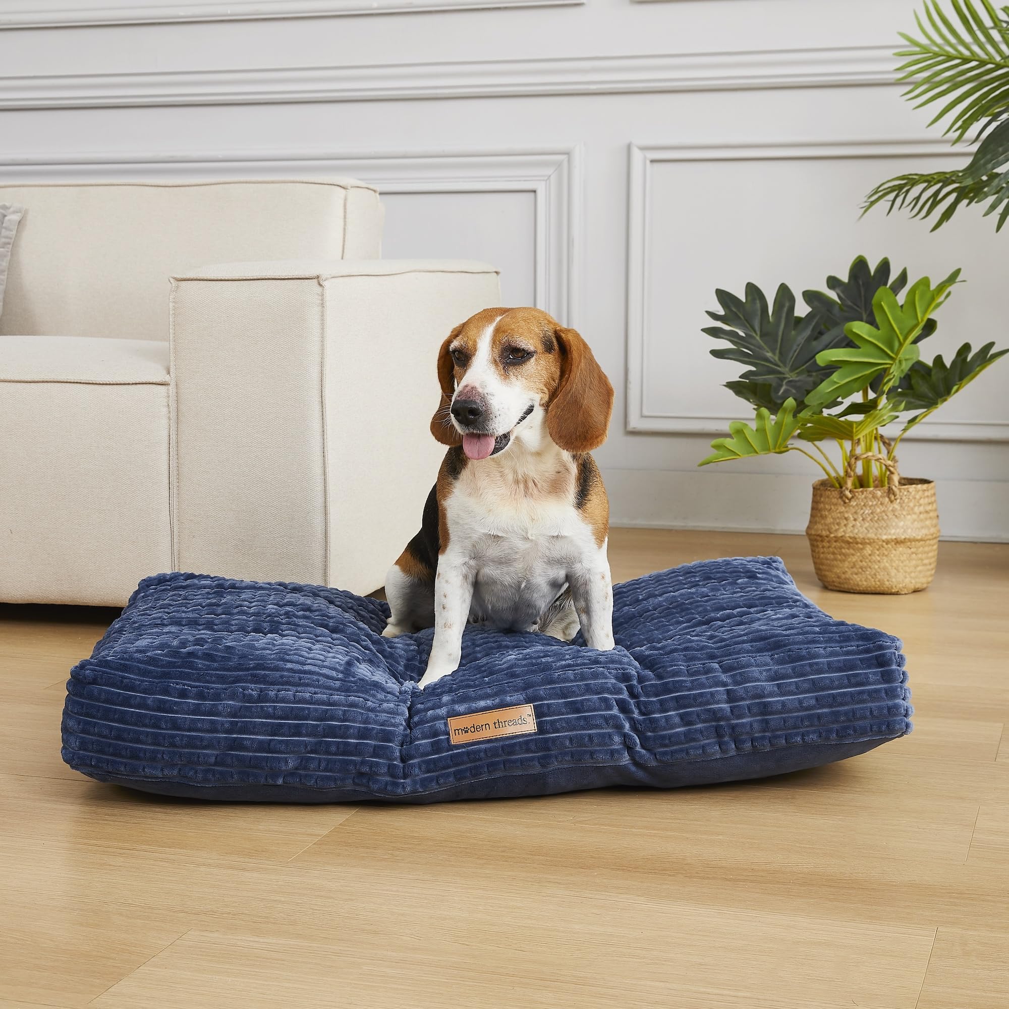 Modern Threads Orthopedic Memory Foam Pillow for Large Dogs, Blue, 36"x27"x4", Supportive Filling, Stylish Design, Model 5PWFLPLB1-BLU-MT