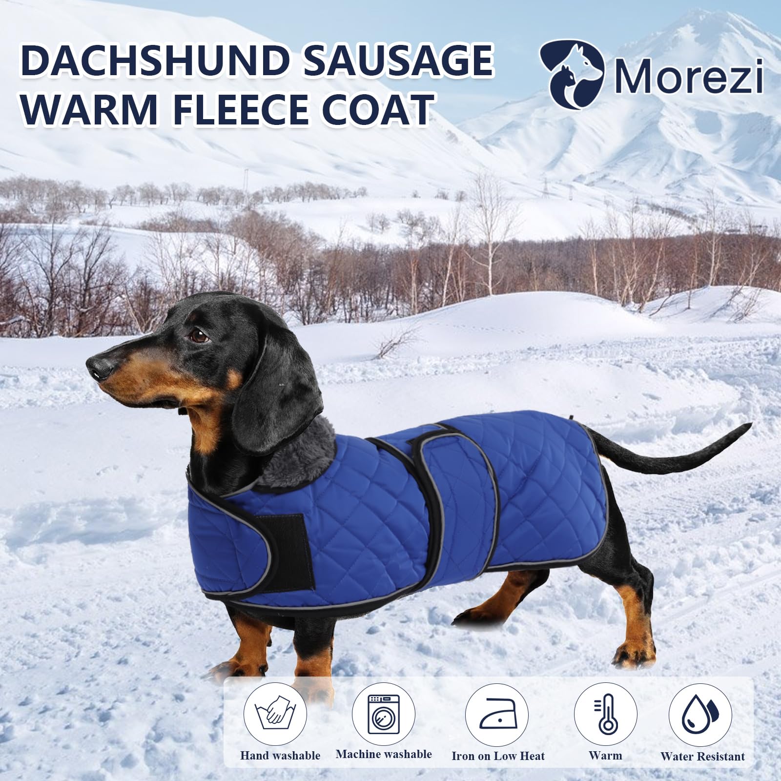Morezi Dachshund Coats, Dachshund Coat, Coat For Dachshund, Dog Winter Coat With Padded Fleece Lining, Outdoor Dog Apparel With Adjustable Bands - Navy - S