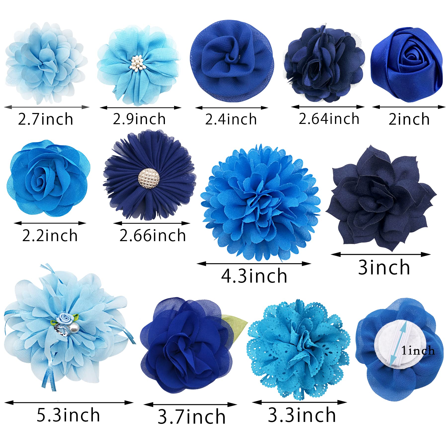 Pet Show 12Pcs Blue Dog Collar Bows And Flowers Attachment For Girls Boys Puppies Cats Small Medium Dogs Collars Embellishment D