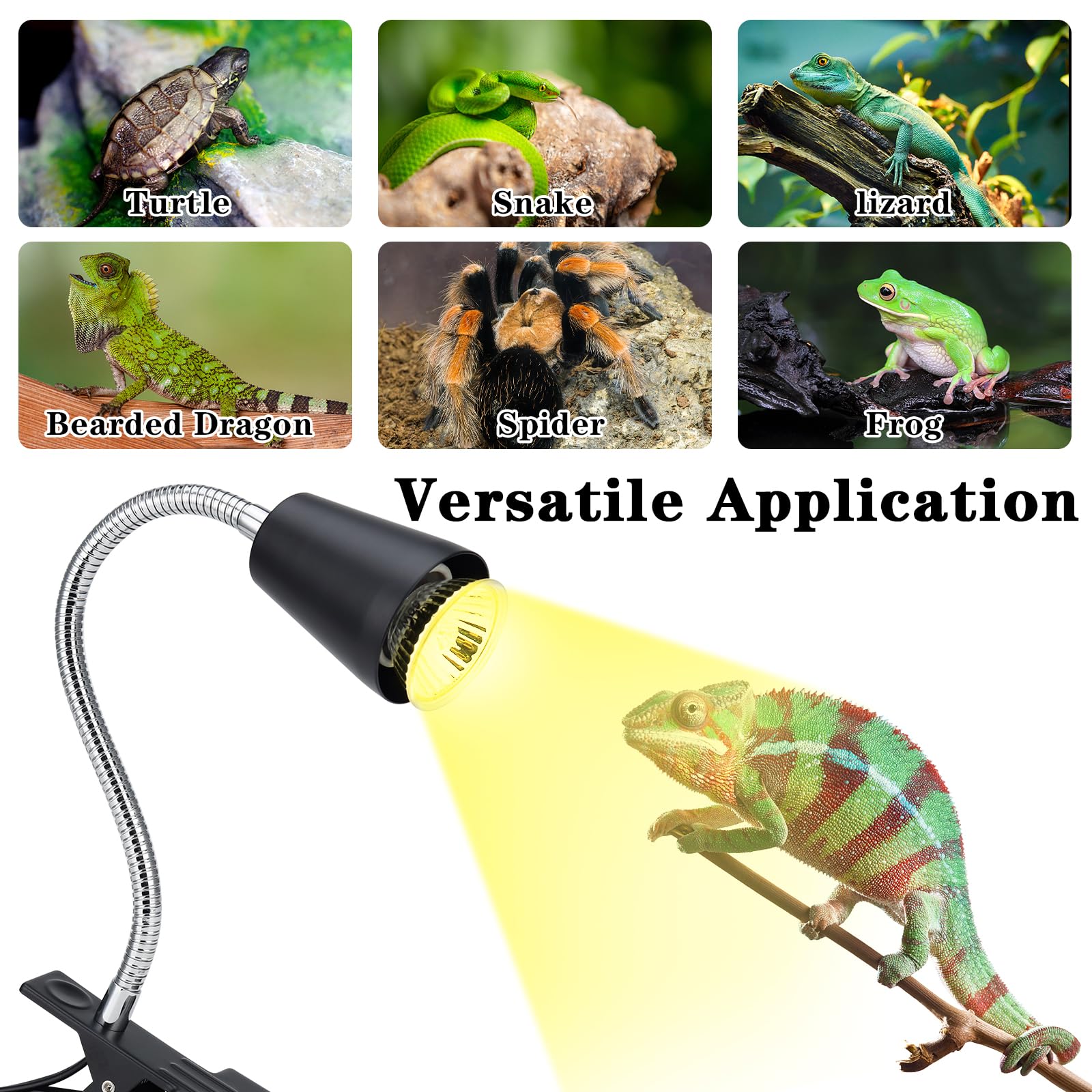 Zjnbmtfy Reptile Heat Lamp,Uva/Uvb Reptile Light,360 Rotatable Clip,Turtle Heating Lamp With Clamp,Reptile Basking Light For Rep