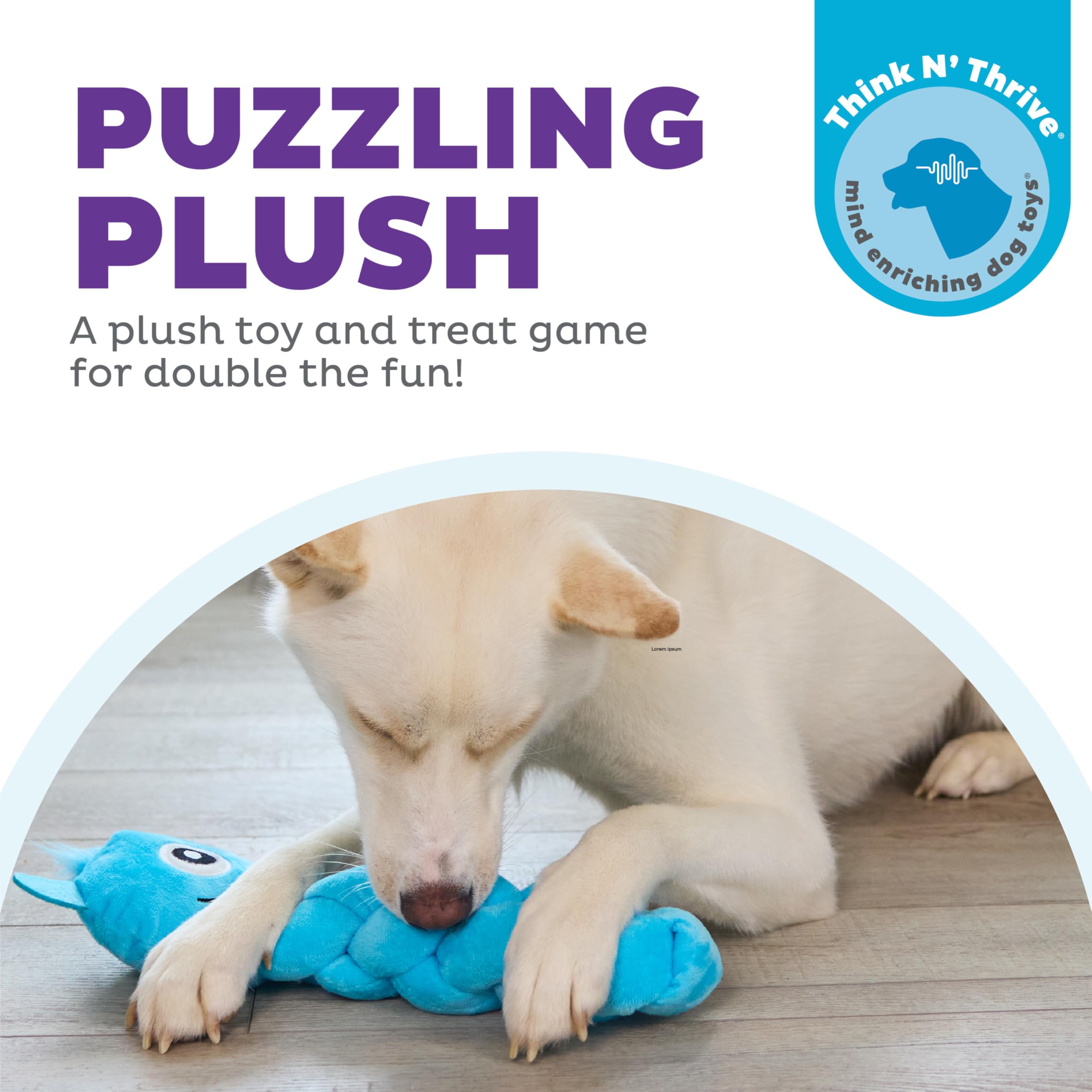 Outward Hound by Nina Ottosson Twistiez Interactive Plush Dog Treat Puzzle, Monster, Blue