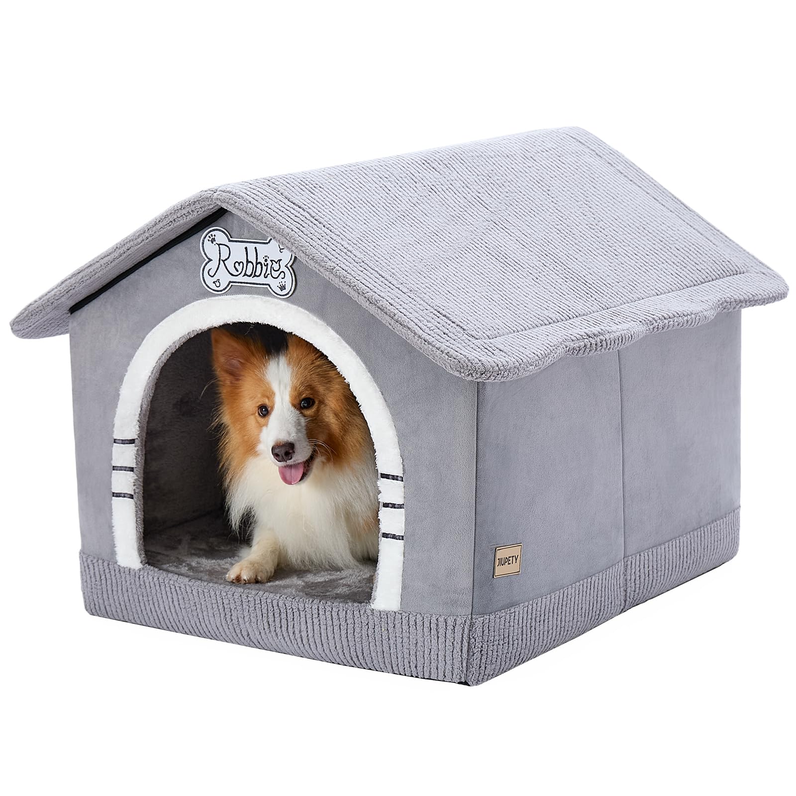 Jiupety Indoor Dog House With Frame, Large Dog Cave Bed, Insulated Cozy, Suitable For 25-60 Lb, Large Plus (30''  26''  25''), G