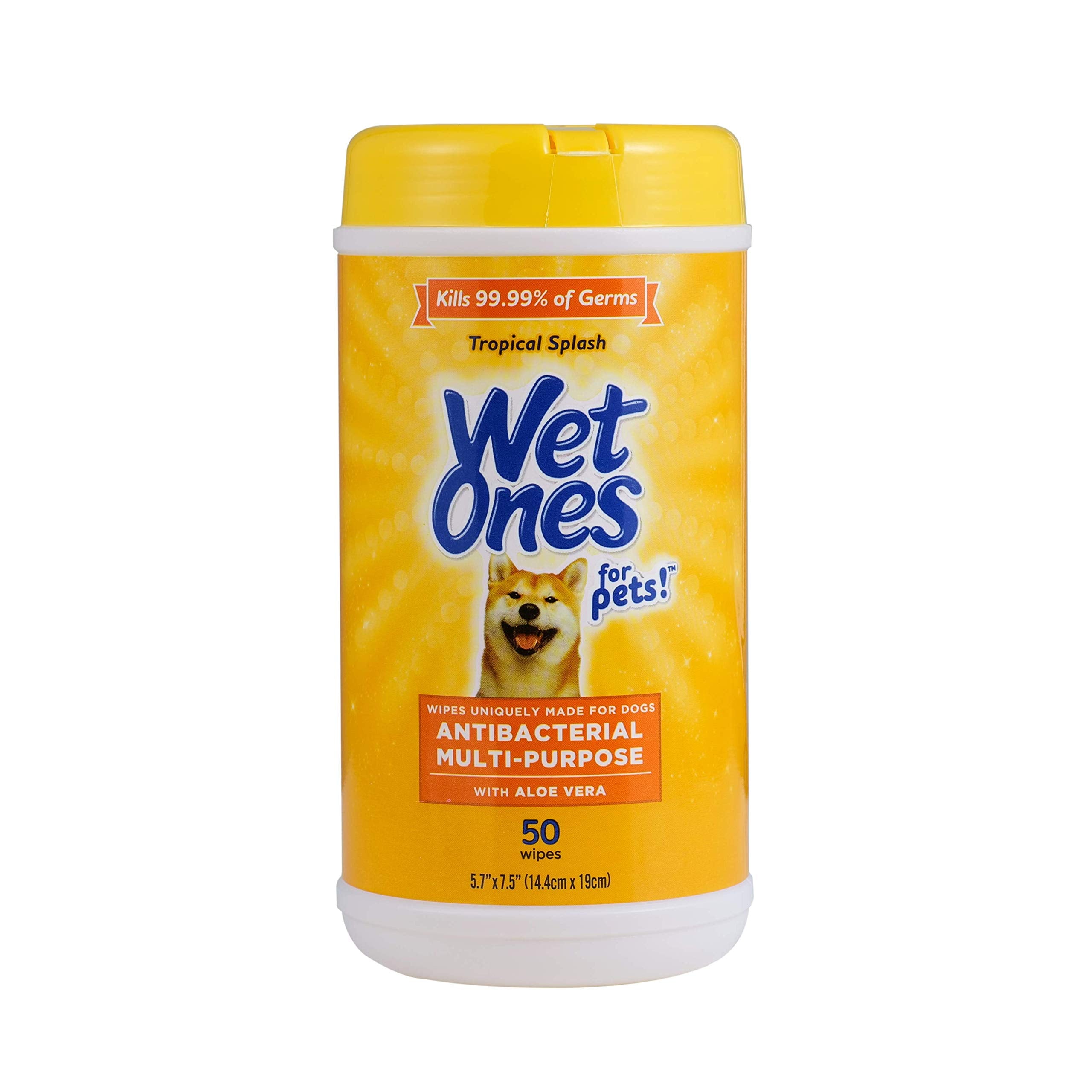 Wet Ones For Pets Multi-Purpose Dog Wipes With Aloe Vera | Dog Wipes For All Dogs In Tropical Splash, Wet Ones Wipes For Paws & All Purpose | 50 Ct Cannister Dog Wipes