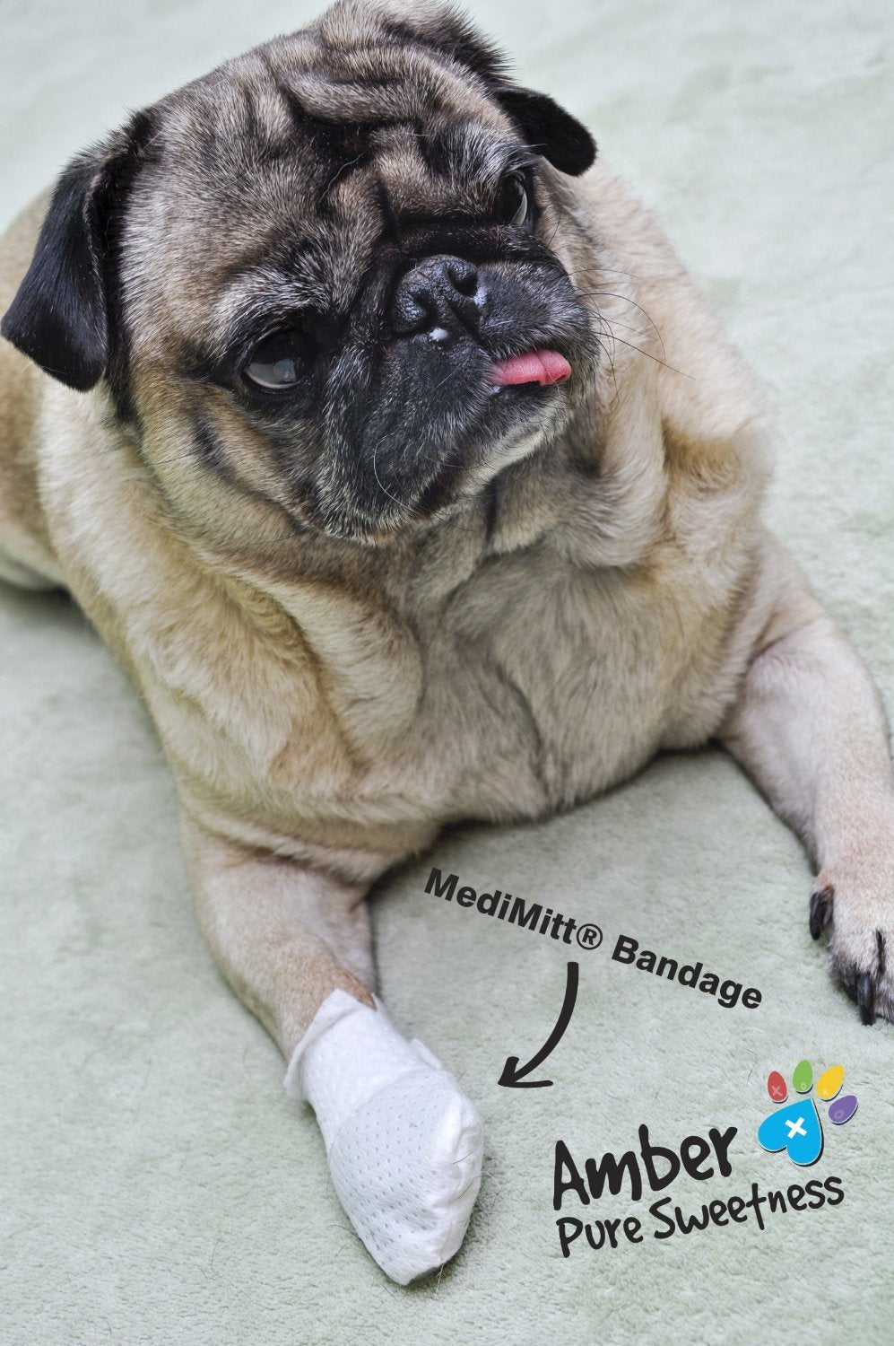 PawFlex Medimitt Bandages for Pets, Medium, Pack of 4, White, Model ROM004