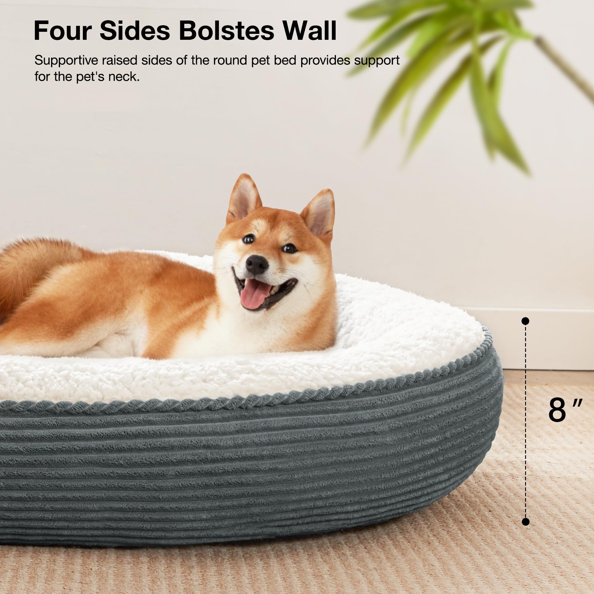 Love'S Cabin Round Donut Cat And Dog Cushion Bed, 36In Pet Bed For Medium Or Large Dogs, Anti-Slip Water-Resistant Bottom, Super