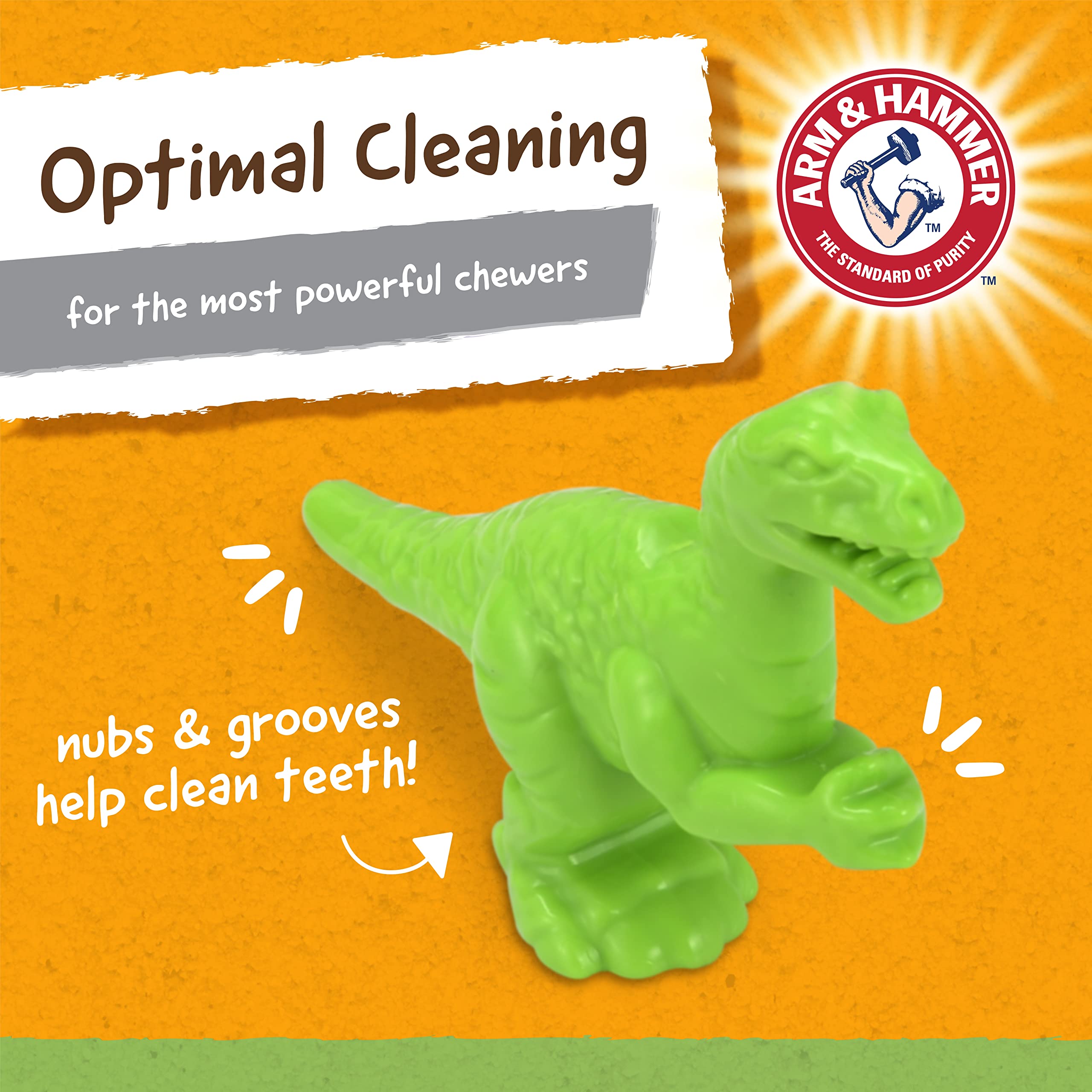 Arm & Hammer For Pets Nubbies Dental Toys T-Rex Dental Chew Toy For Dogs Best Dog Chew Toy For Moderate Chewers Reduces Plaque &