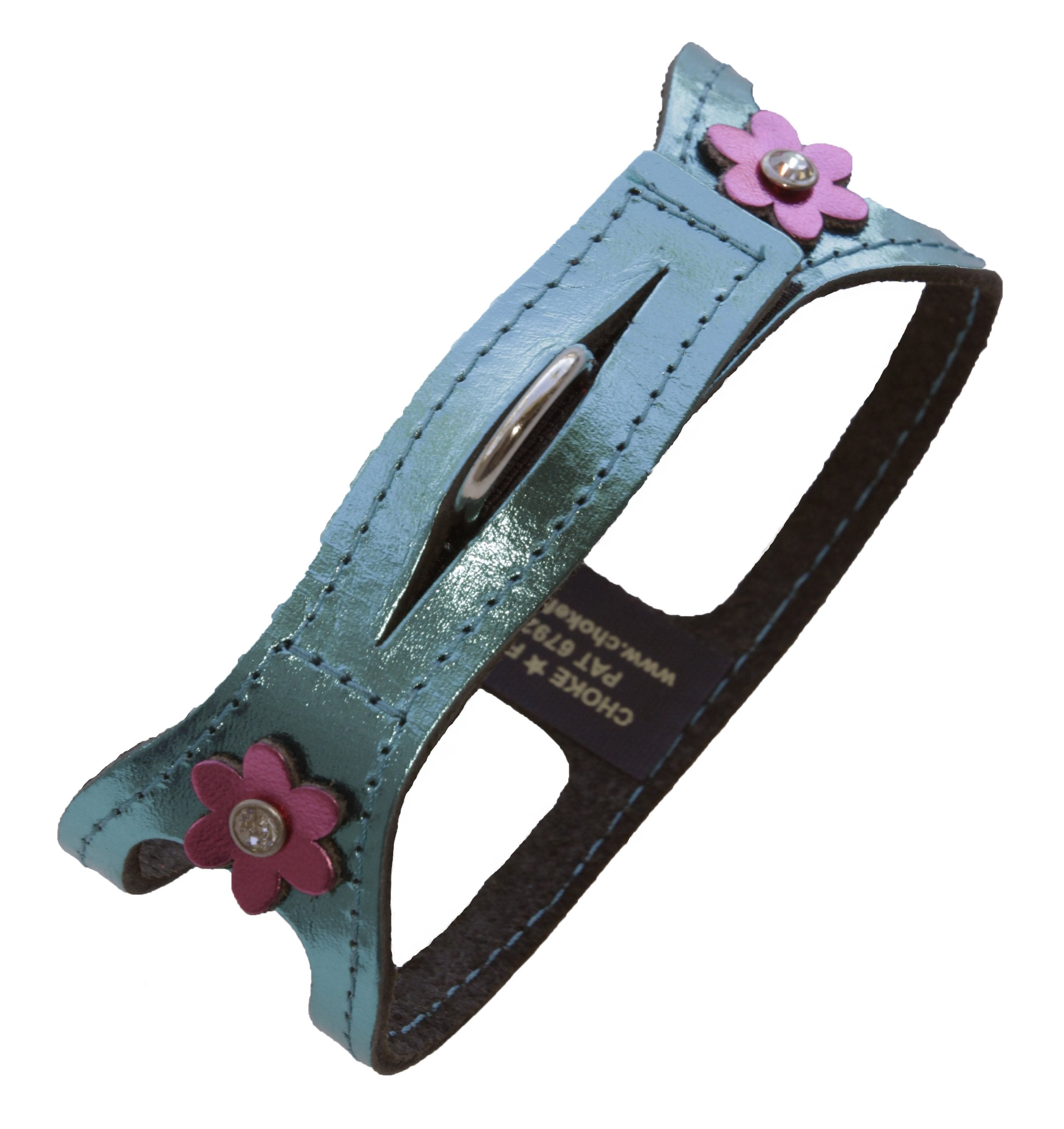 Chokefree Pet Shoulder Collar, 18-Inch, Metallic Turquoise Pink