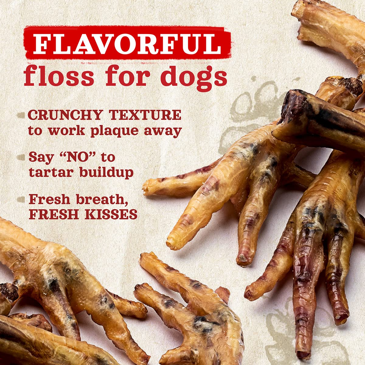 Natural Farm Nail-Free Chicken Feet Dog Treats (100 Pack), 100% Free-Range Air Dried Chicken Feet, No Nails, Fully Digestible, H