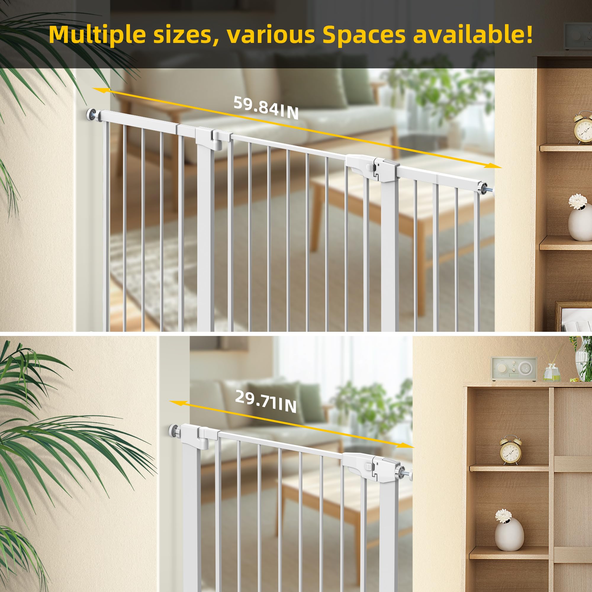 Edmyre Easy Step Walk-Thru Baby Gate, Adjustable 29.7-40.5" W, Auto-Close, White, Metal, Model ED-GATE-S