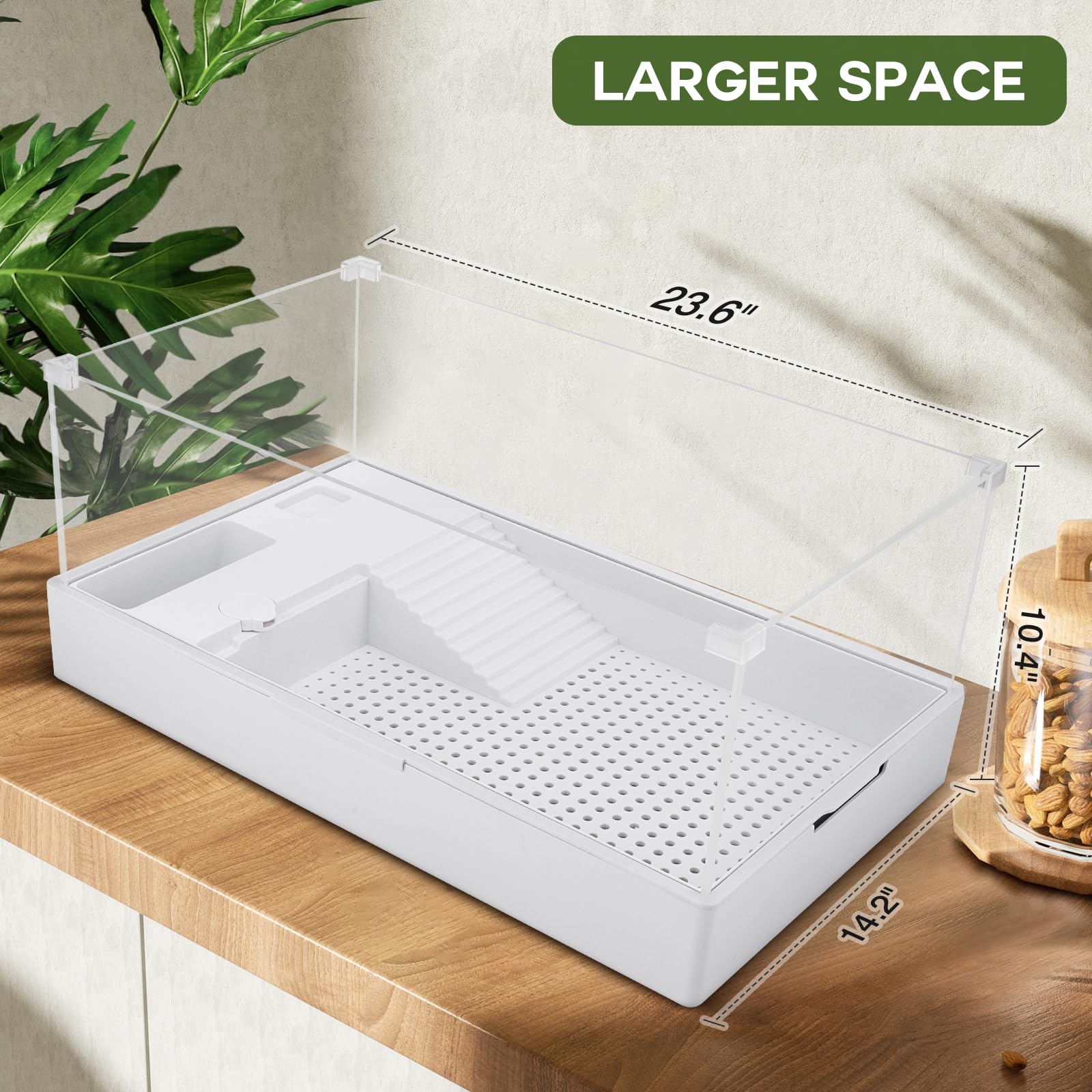 Geegoods Turtle Tank - Aquarium With Platform For Pet Turtle & Reptile Habitat