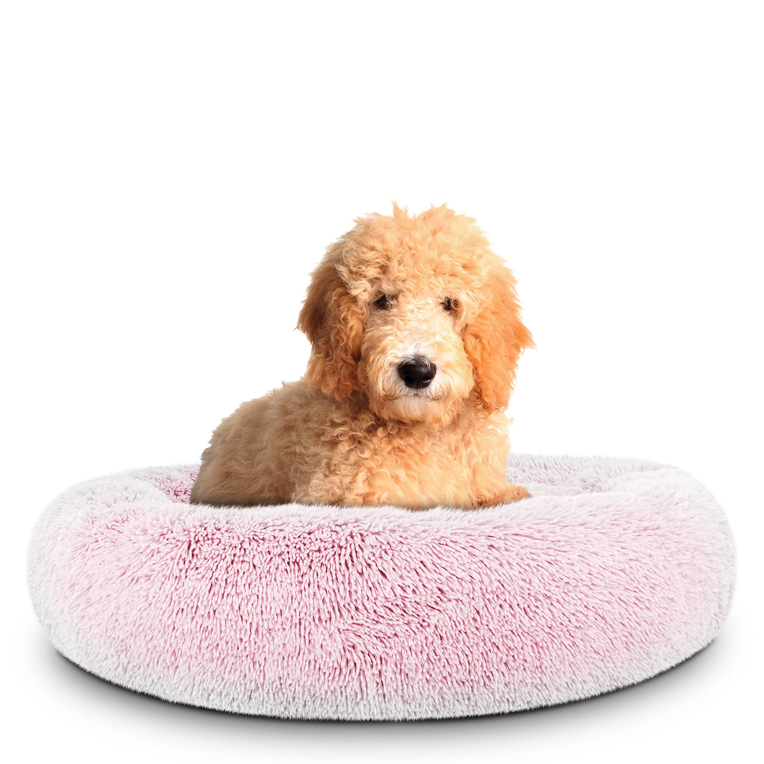 The Dogs Bed Sound Sleep Original Calming Dog & Cat Bed, Anti-Anxiety Plush Faux Fur Donut Nest Snuggler, with Removable Cover, 
