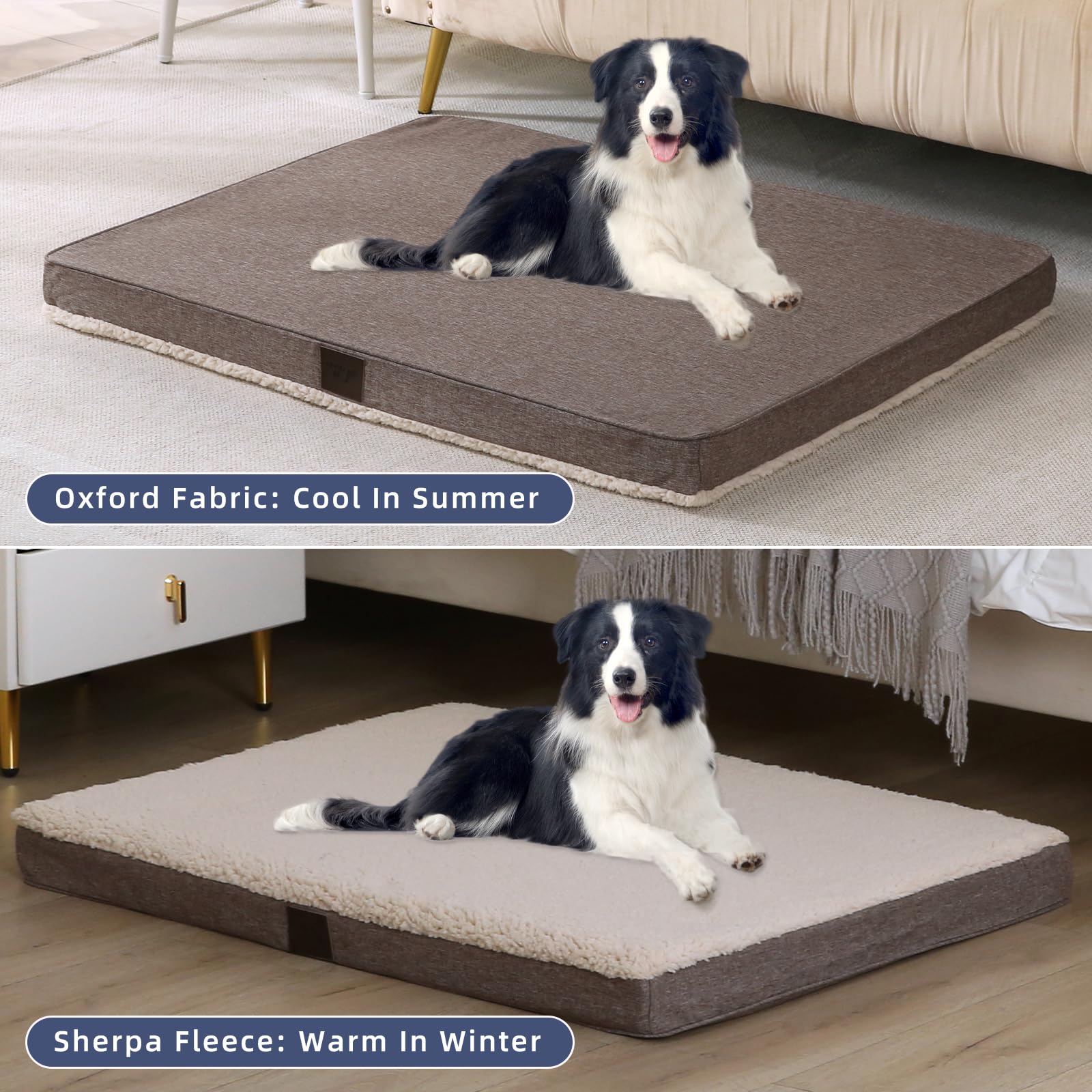 Daysu Dog Bed For Small Dogs, Orthopedic Dog Beds With Removable Washable Cover, Small Egg Crate Foam Pet Bed Mat, Brown, Suitab