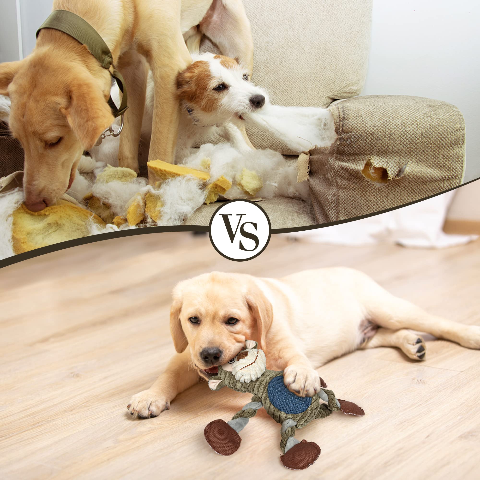 BUYPOW Dog Toys for Large Dog - Plush Squeaky Medium & Small Toys - Stuffed Animals Puppy Toys - Funny Cute Toys for Birthday Pr