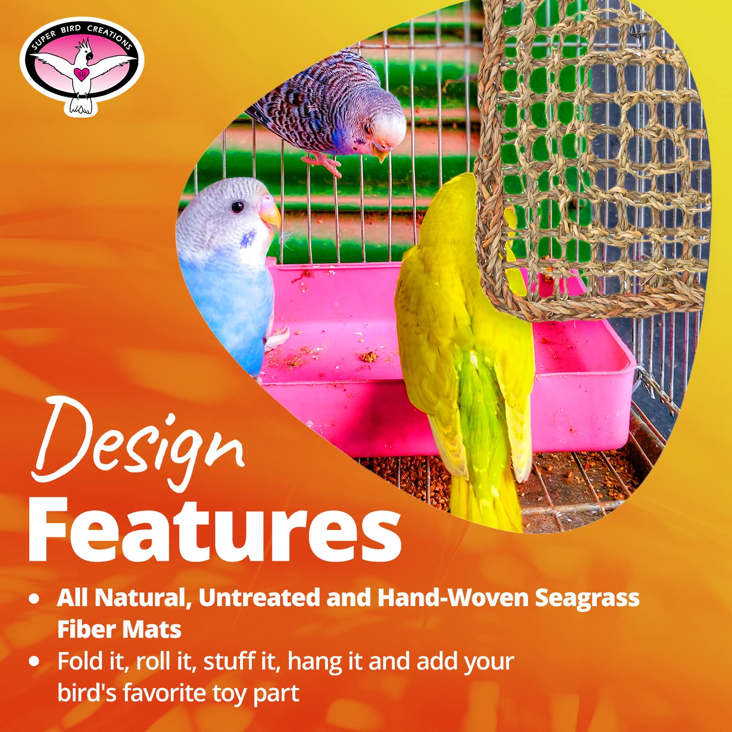 Super Bird Creations Sb50005 Seagrass Mat For Cage Decor, Pet Enrichment And Boredom Relief - Versatile Toy-Making Base- Ideal F