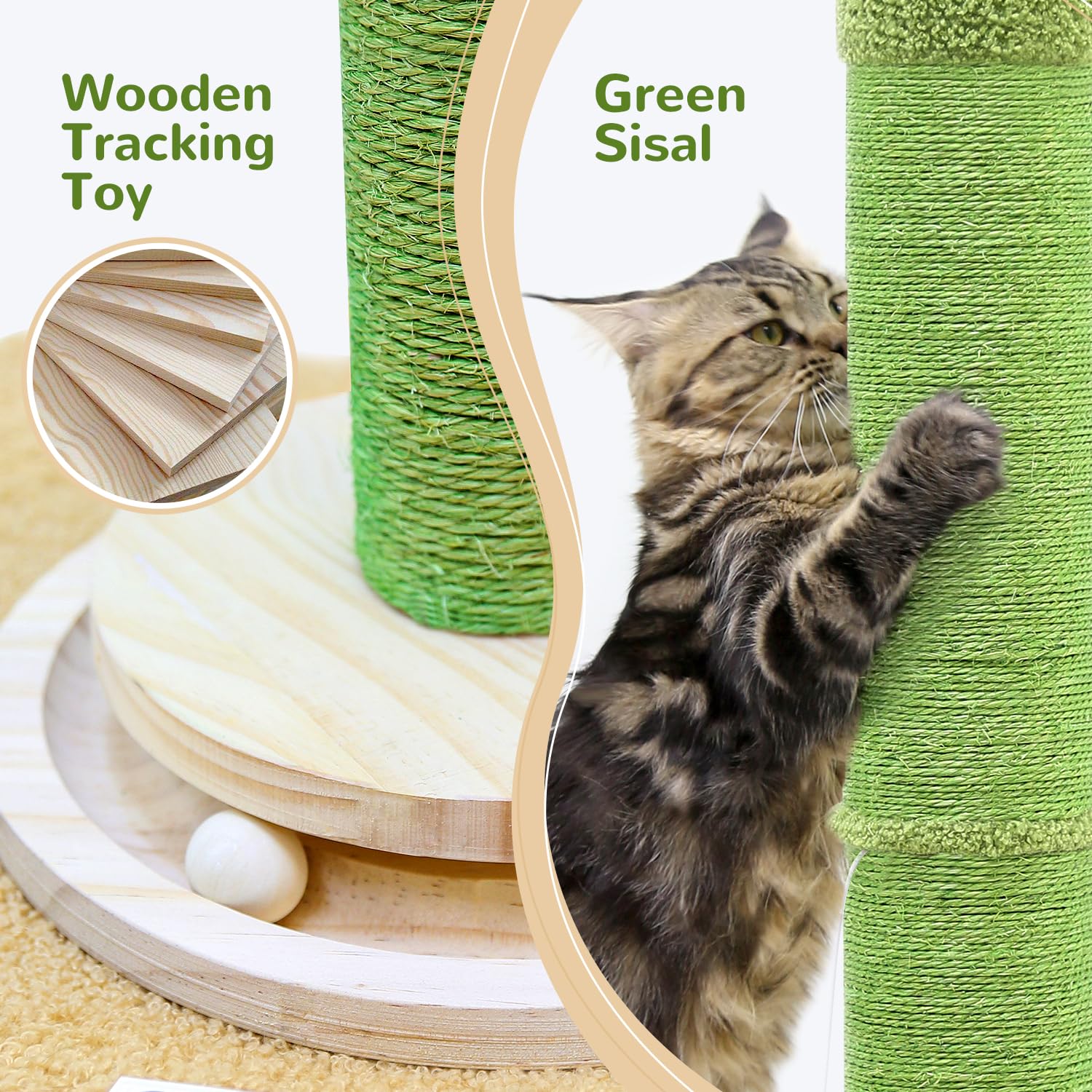 Globlazer Sc37 Extra Thick Scratching Posts For Indoor Large Cats Adults, 37Inch Cactus Cat Scratching Post Cat Scratcher Cute S
