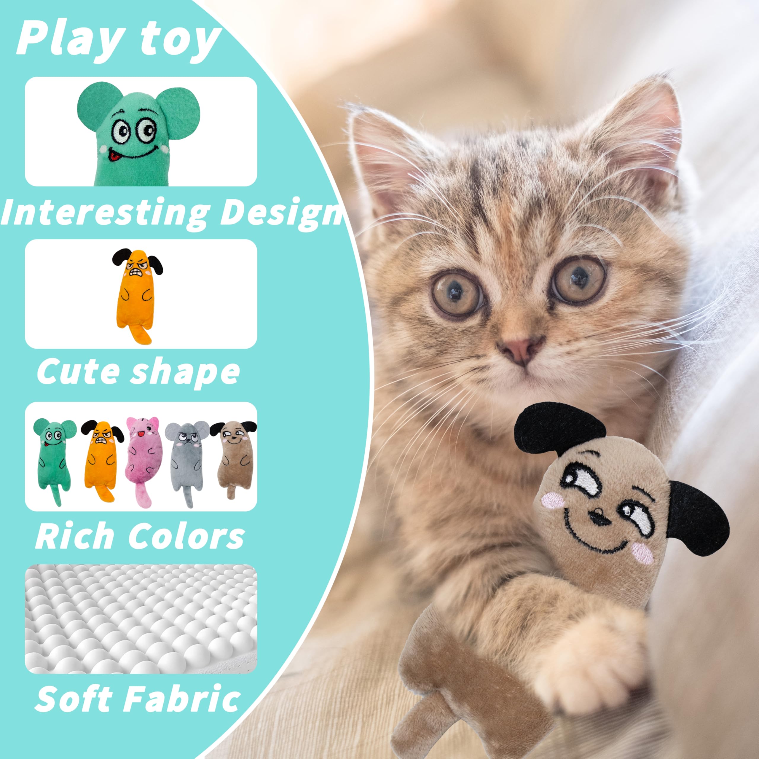 Maiiu 5Pcs Catnip Toys, Fun Cat Toys, Bite Resistant, Indoor Cartoon Cat Toys For Cats, Cat Chew Toys