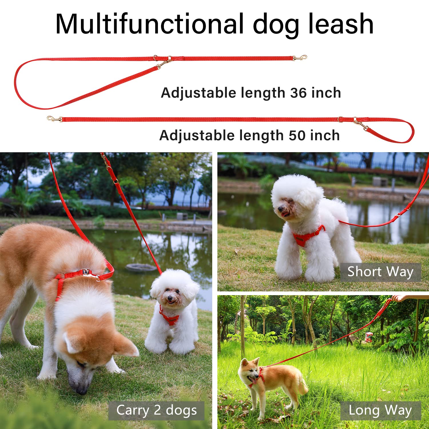 Chede No Pull Puppy Harness And Multifunction Dog Leash Set- 8 Colors Soft Adjustable No Choke Escape Proof Cute,Lightweight Pet Vest Harness For Small And Medium Dog (Xxs, Red)