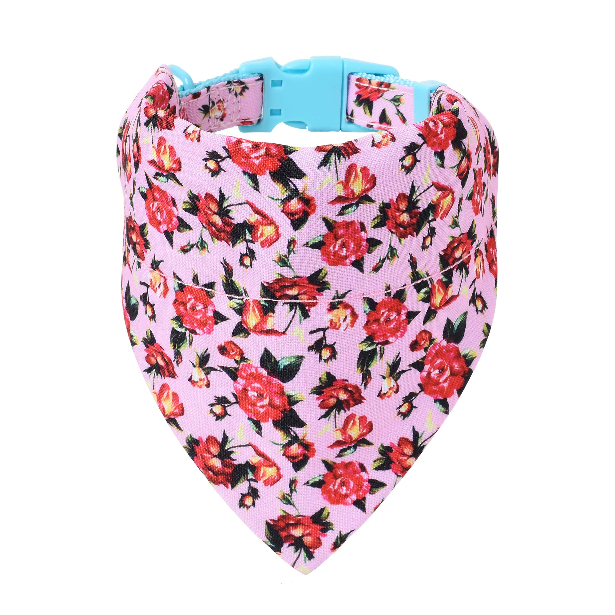 Mile High Life | Cute Bandana Collar | Soft Cotton Fabric Collars For Small Dogs | Flower & Fruit Pattern(Peony Rose, Xs)