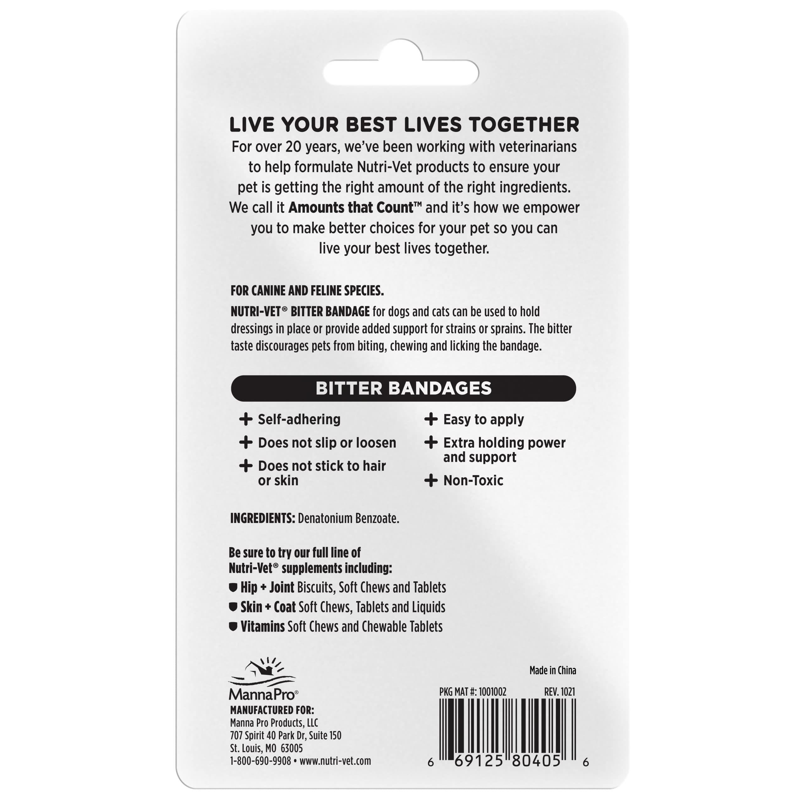 Nutri-Vet Bitter Bandage for Dogs and Cats | Help Prevent Chewing | 3 inches